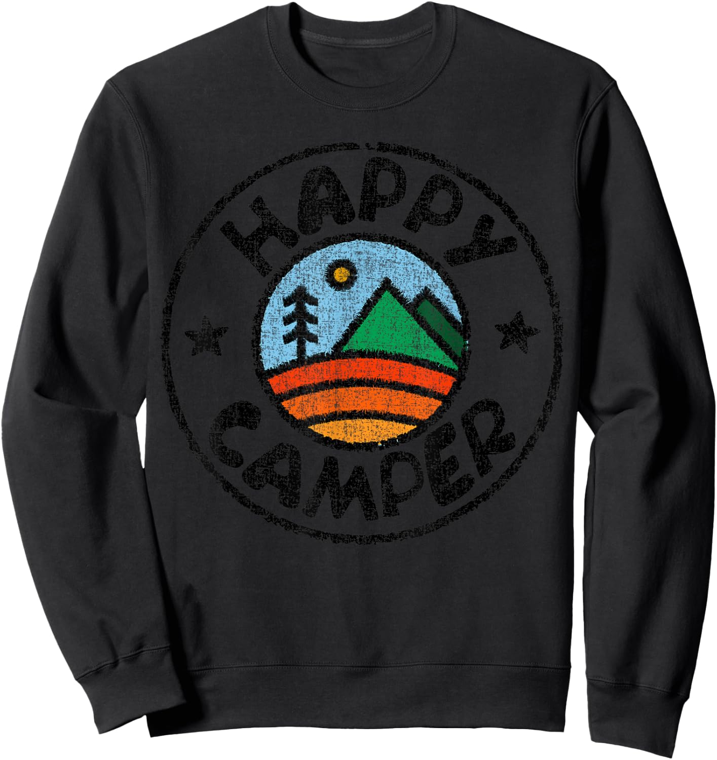 Funny Camper Happy Camping Lover Camp Vacation Shirt Sweatshirt - Sweatshirt | Black