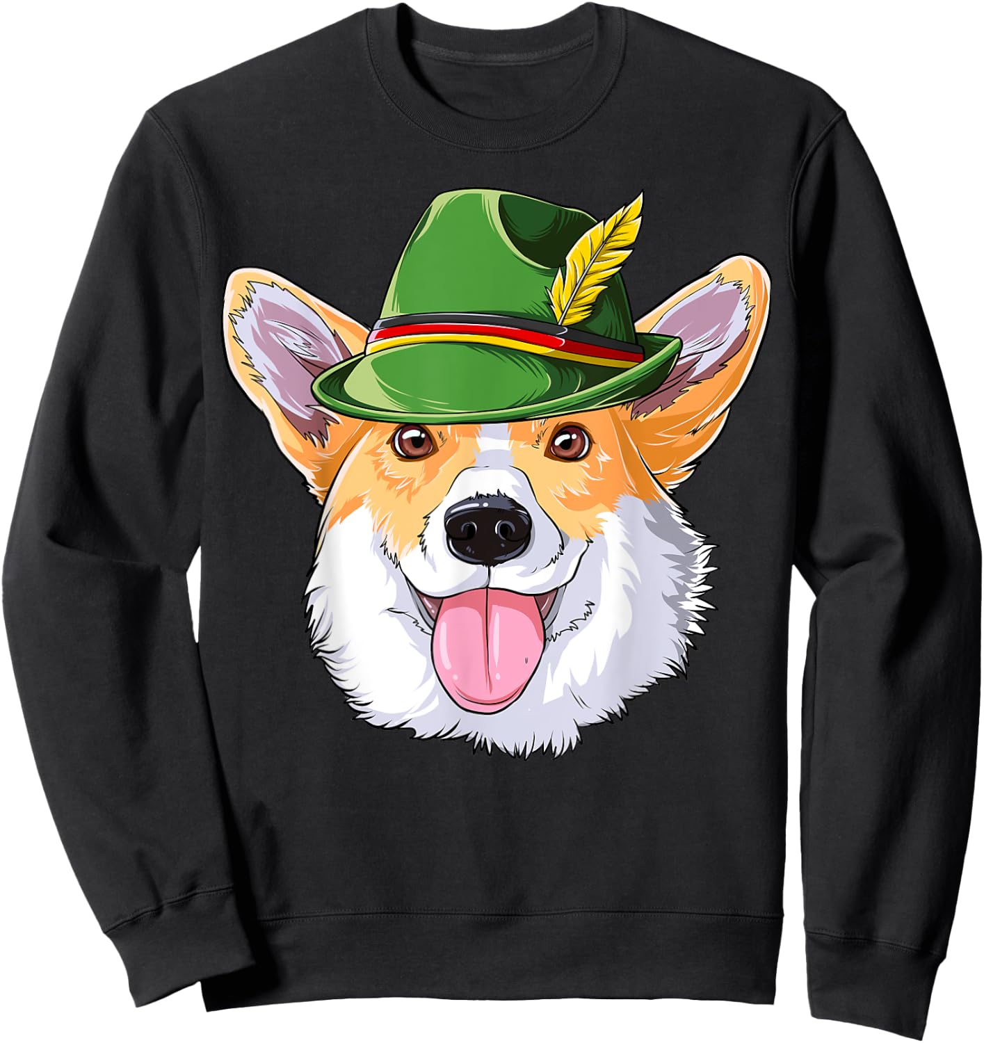 Corgi Oktoberfest Gifts Kids Boys Men Leather Trousers Alpine Hat Sweatshirt - Sweatshirt | Black
