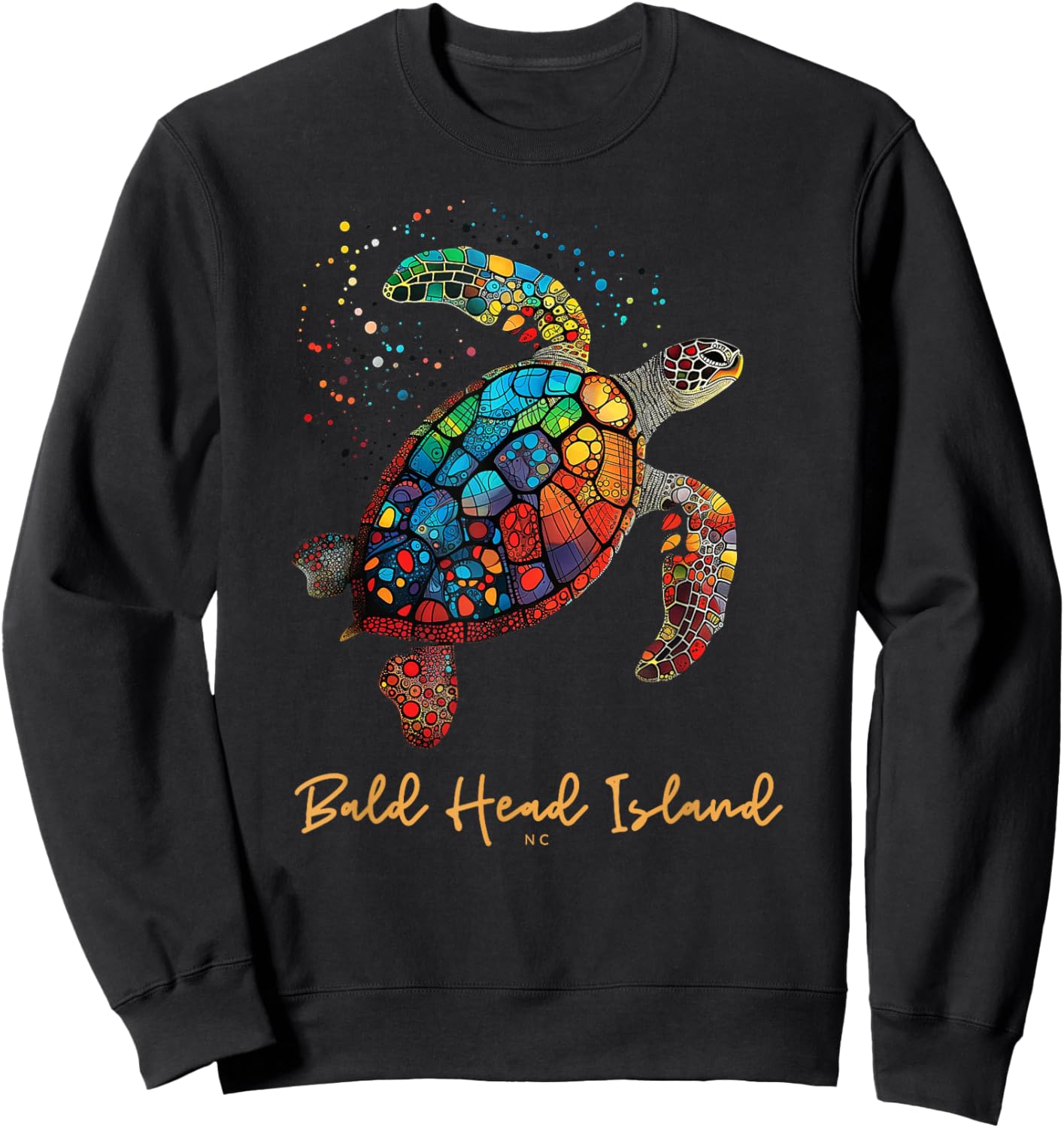Bald Head Island NC Beach Vacation Vintage Sea Turtle Sweatshirt - Sweatshirt | Black