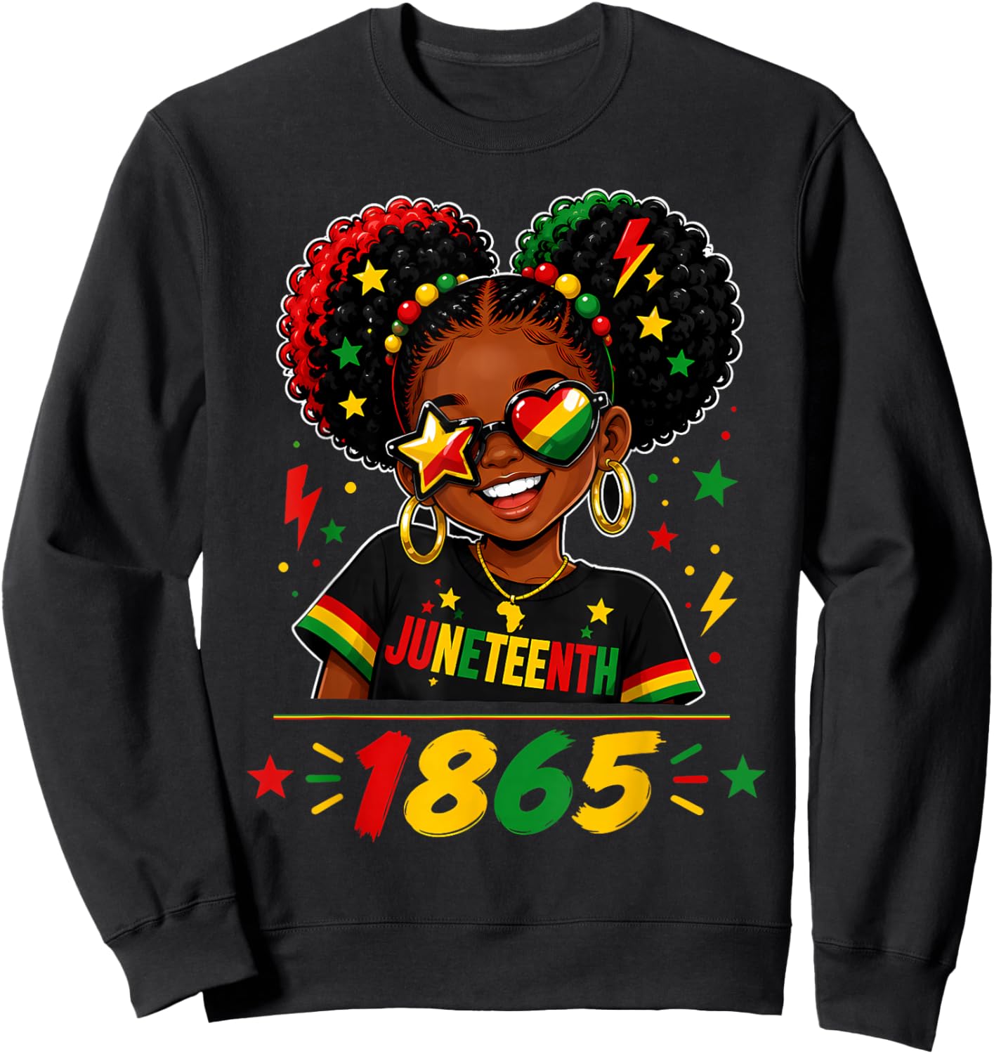 Juneteenth Shirts Girls June 19th 1865 African American Girl Sweatshirt - Sweatshirt | Black