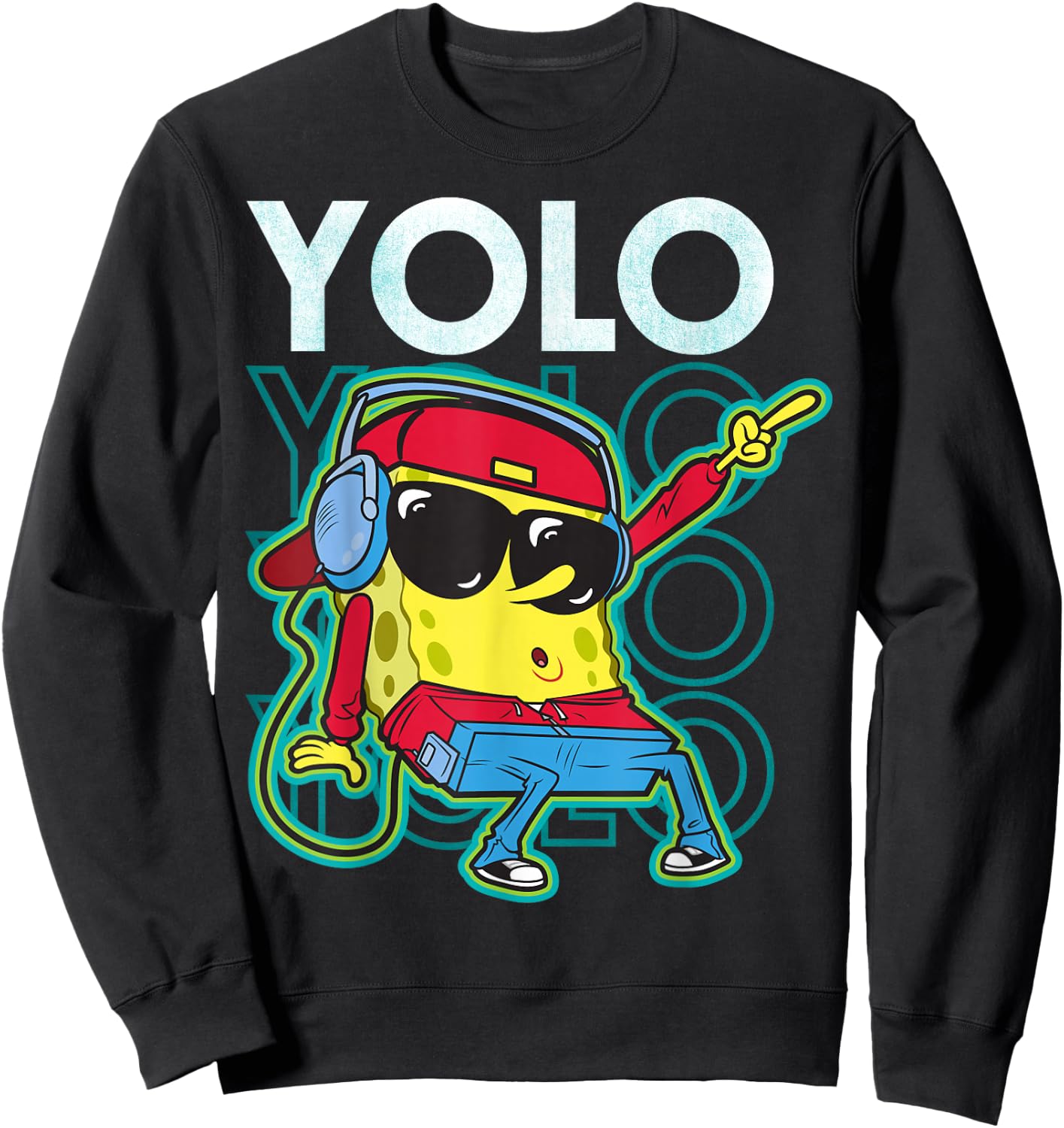 Spongebob SquarePants Yolo Cool Guy Sweatshirt - Sweatshirt | Black