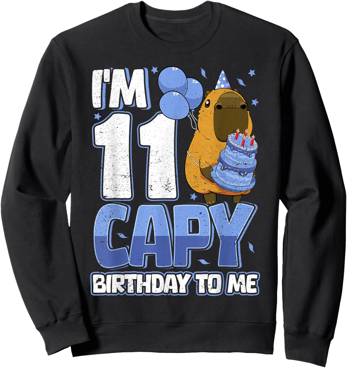 11 Years Capy Birthday to me Boys 11th Birthday Capybara Sweatshirt - Sweatshirt | Black