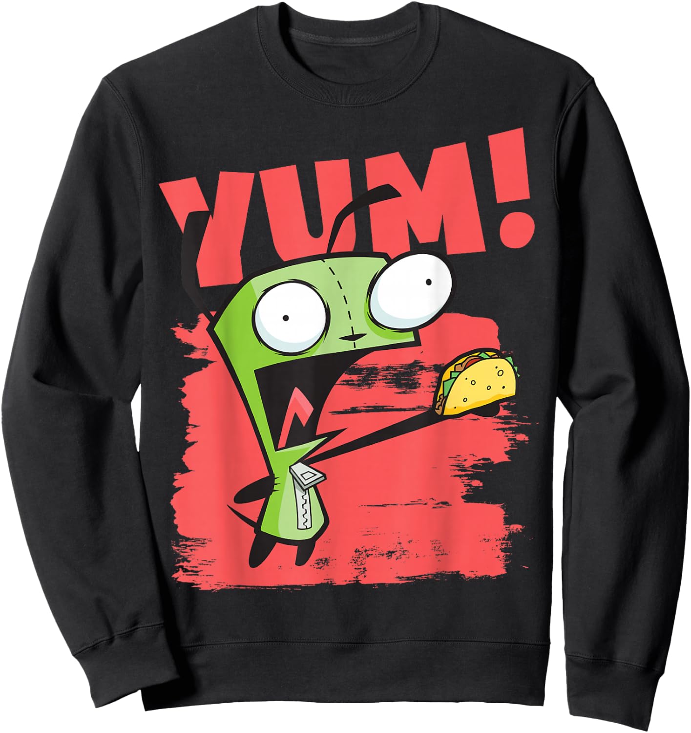 Invader Zim Gir Screaming Yum! Taco Portrait Small Sweatshirt - Sweatshirt | Black