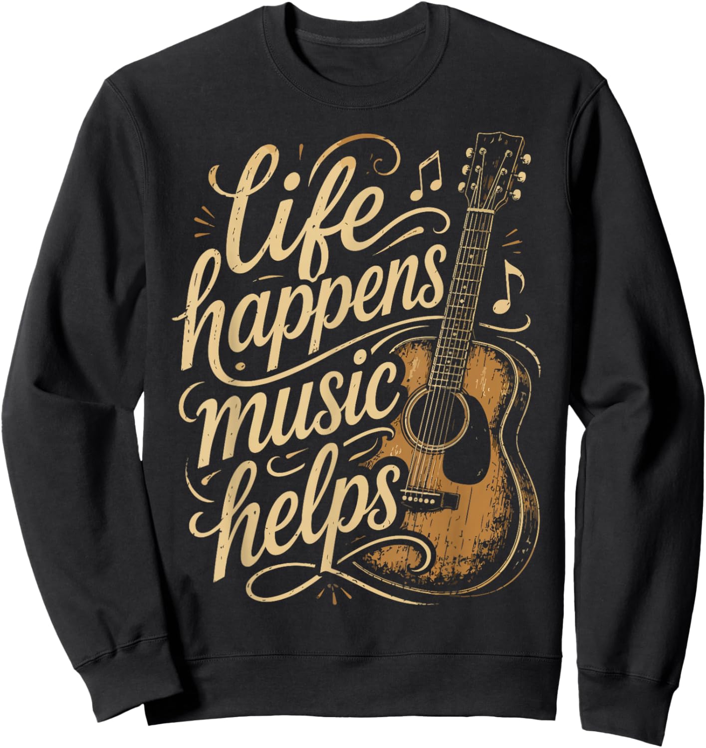 Life Happens Music Helps Sweatshirt - Sweatshirt | Black