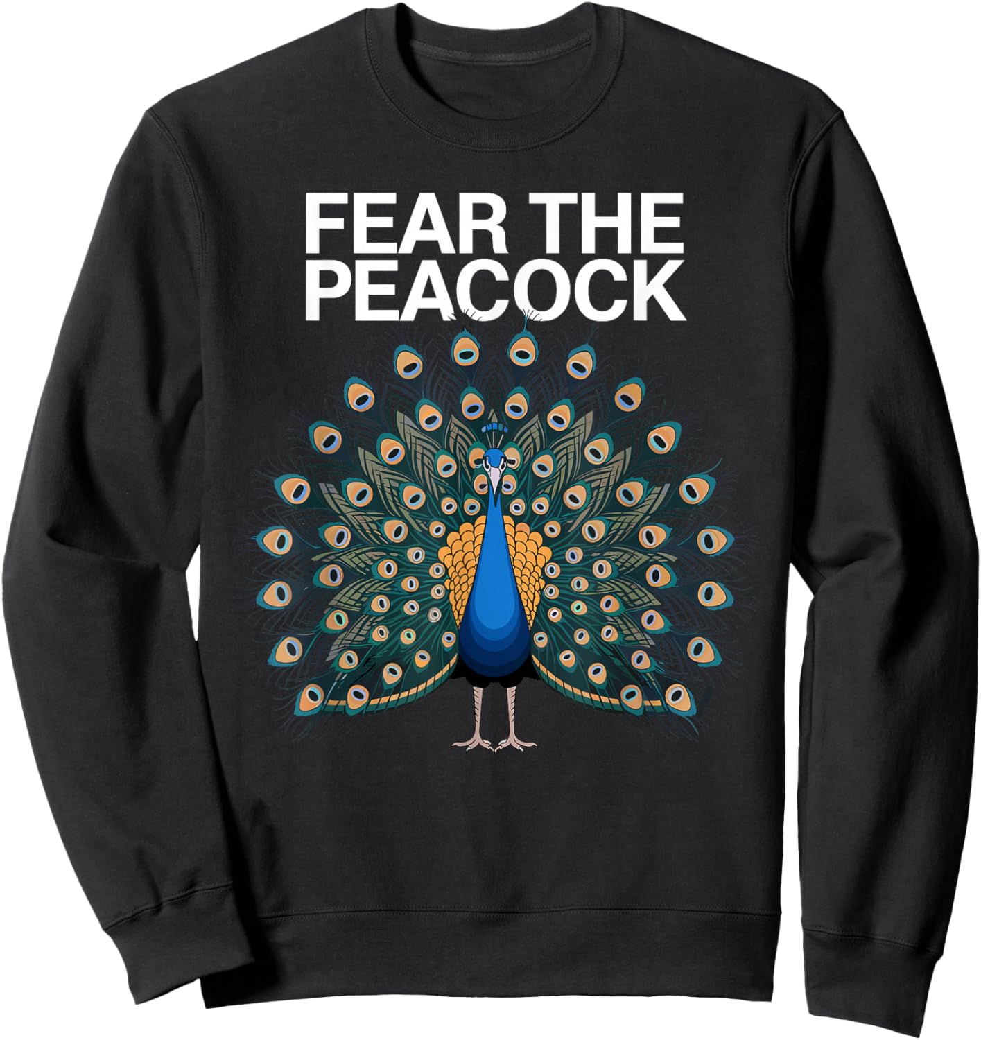 Funny Peacock Art Women Adult Feather Peacock Lover Sweatshirt - Sweatshirt | Black