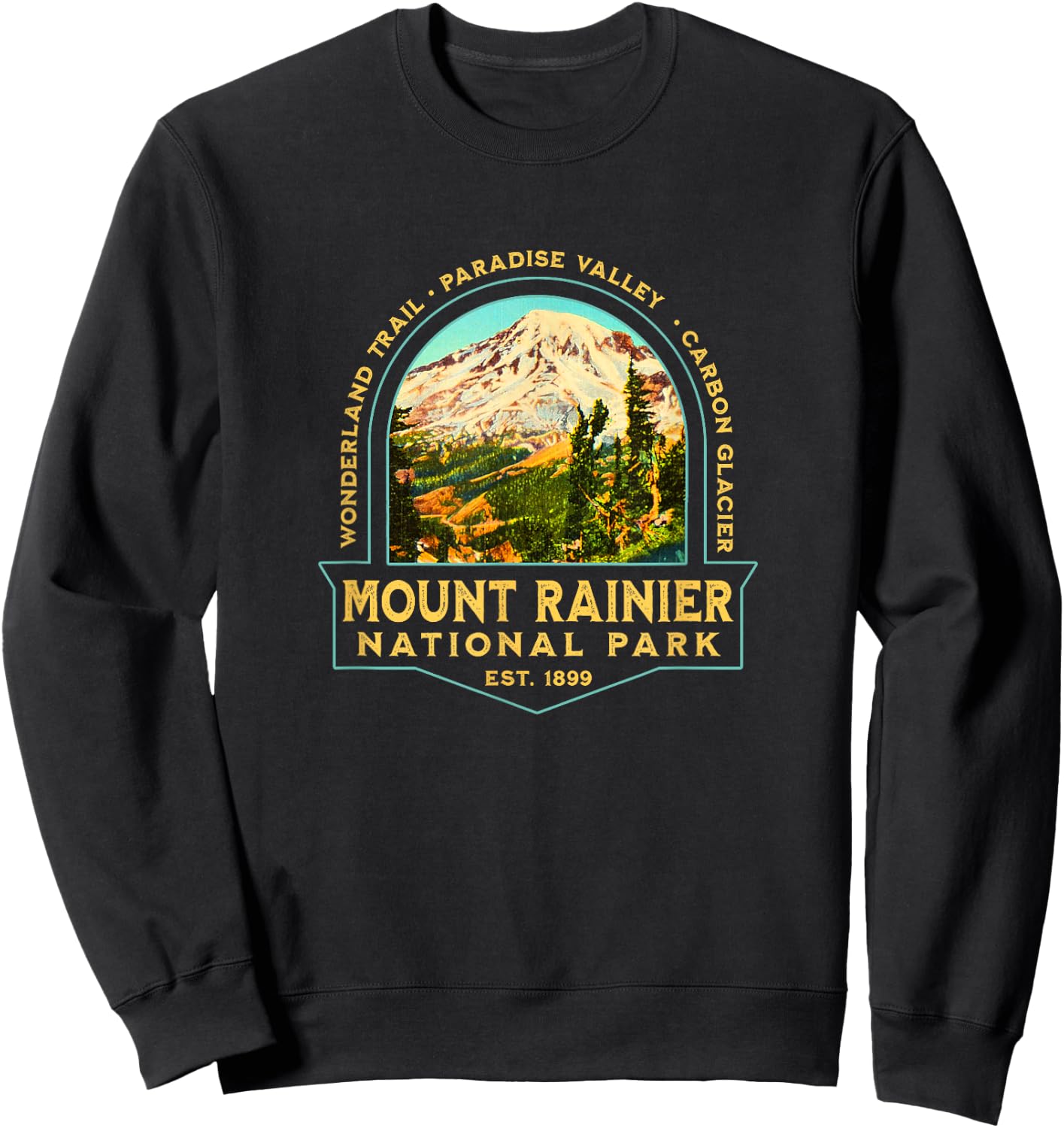 Vintage Mount Rainier National Park Washington Souvenir Sweatshirt - Sweatshirt | Black