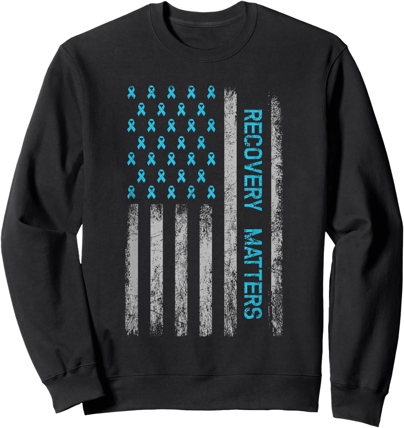 Drug Alcohol Addiction Recovery Warrior - American Flag Small Sweatshirt - Sweatshirt | Black
