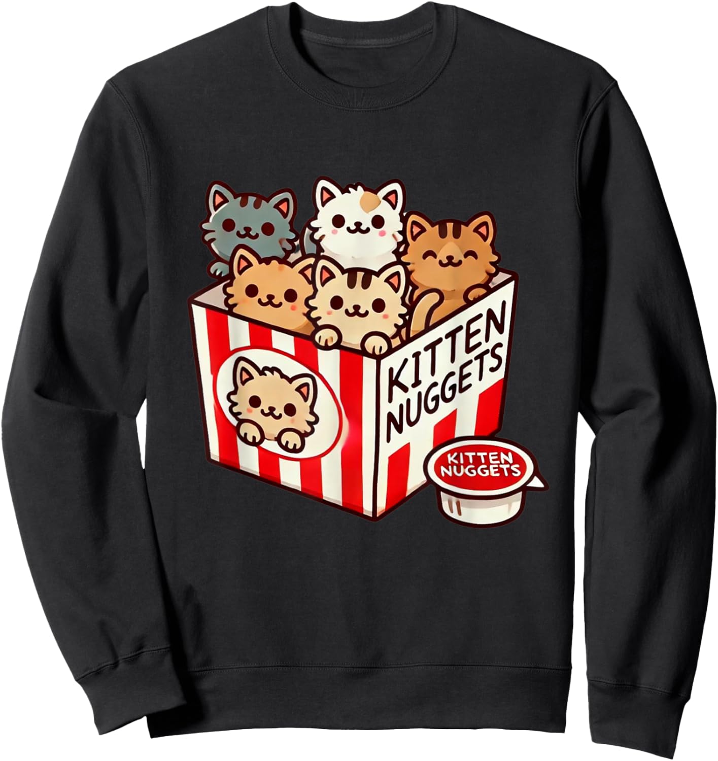 Kitten Nuggets Funny Cute Food Pun Cat Lover Chicken Nuggets Men Women Girls Kids Sweatshirt - Sweatshirt | Black