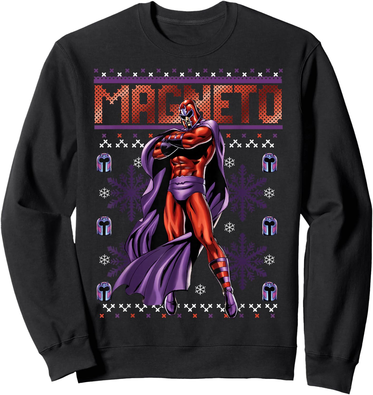 Marvel X-Men Magneto Purple Ugly Christmas Sweater Sweatshirt - Sweatshirt | Black