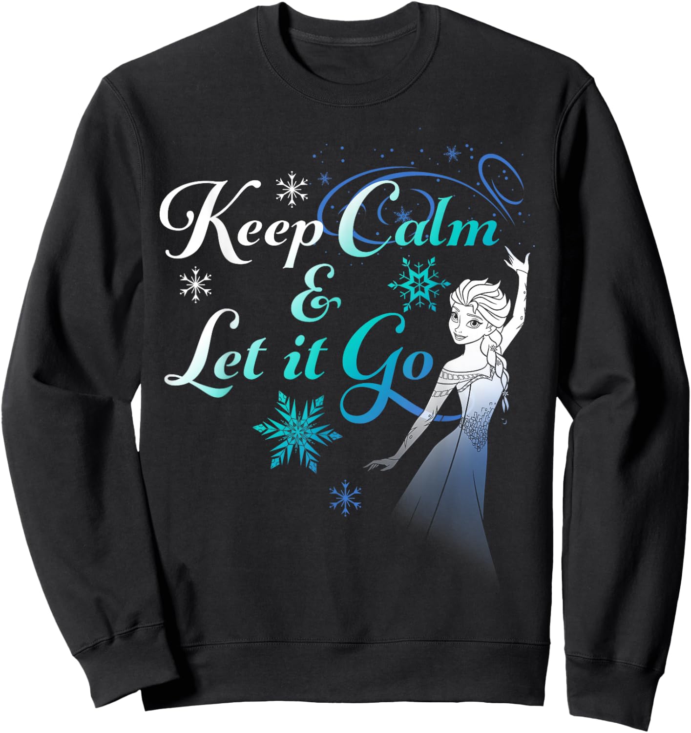 Disney Frozen Elsa Keep Calm & Let It Go Snowflake Portrait Sweatshirt - Sweatshirt | Black