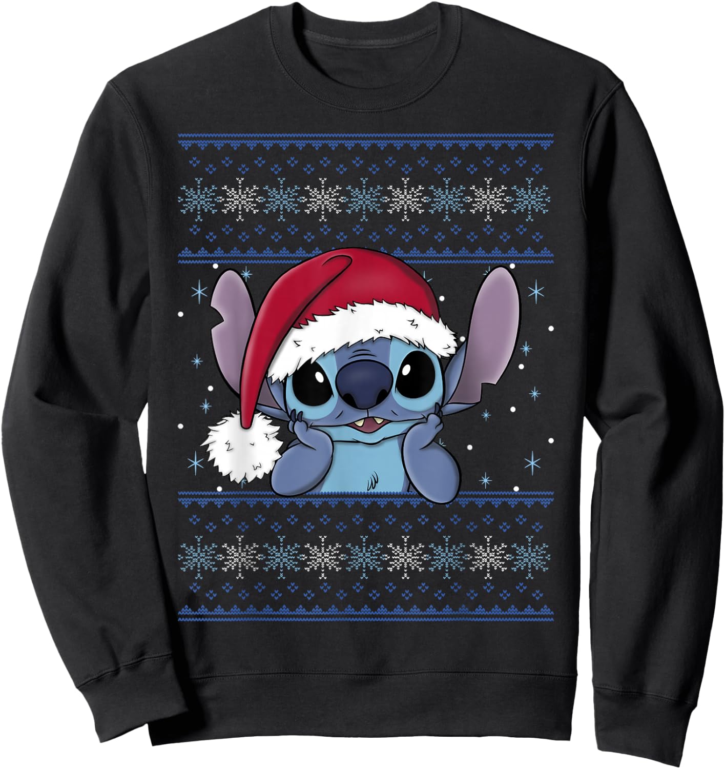 Disney Lilo & Stitch Christmas Stitch Ugly Sweater Style Sweatshirt - Sweatshirt | Black