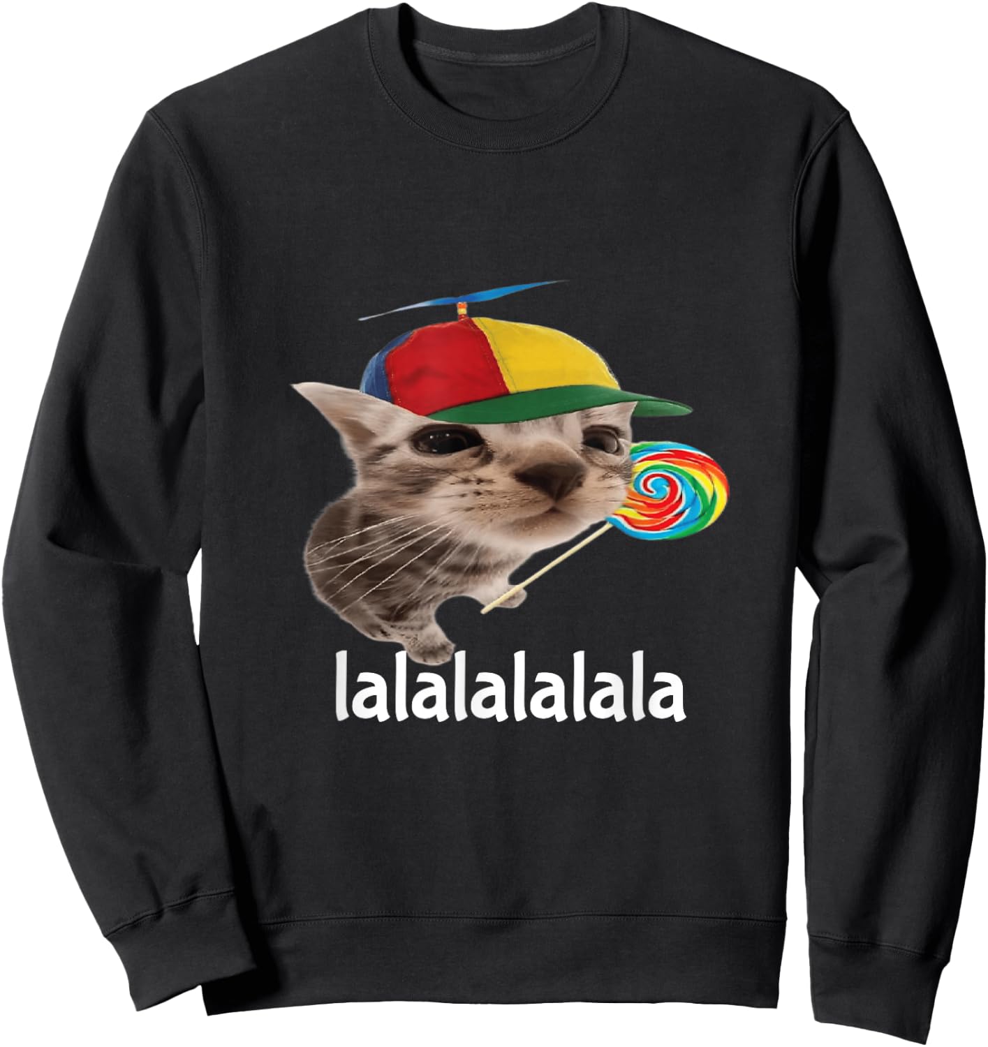 Silly Cat With Lollipop Meme Cat Lover Sweatshirt - Sweatshirt | Black