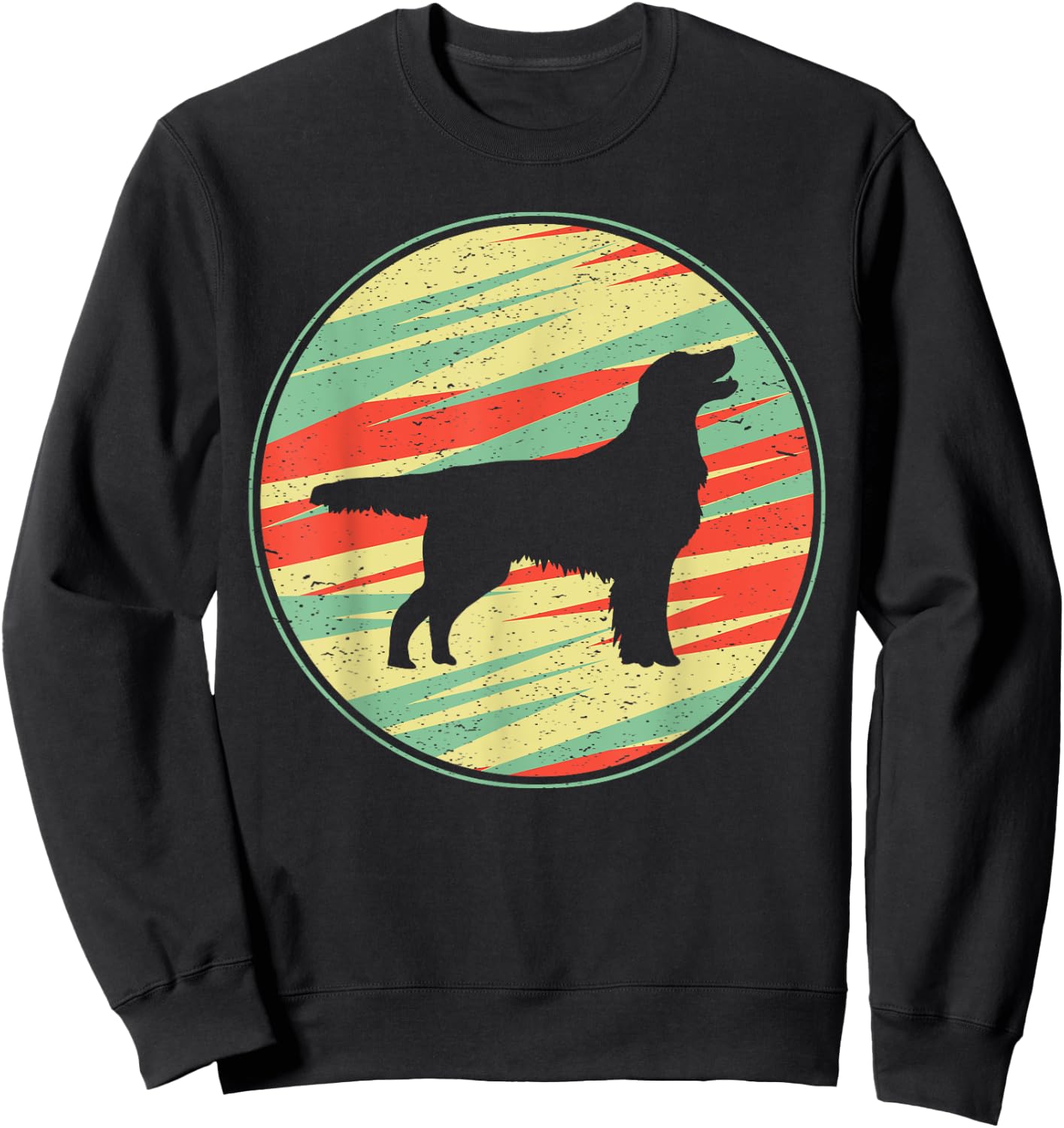 Flat Coated Retriever Retro Vintage Silhouette Cute Sweatshirt - Sweatshirt | Black