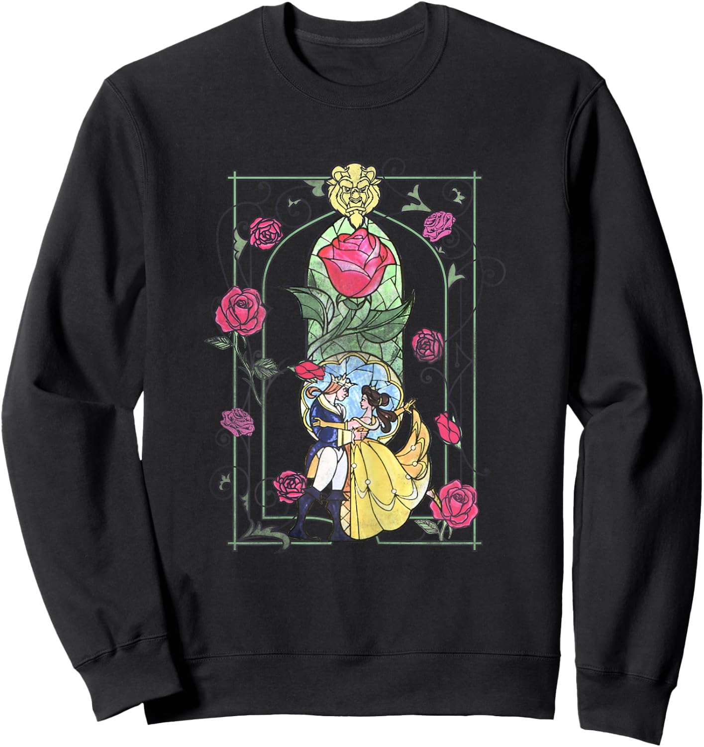 Disney Beauty And The Beast Stained Glass Graphic Sweatshirt - Sweatshirt | Black