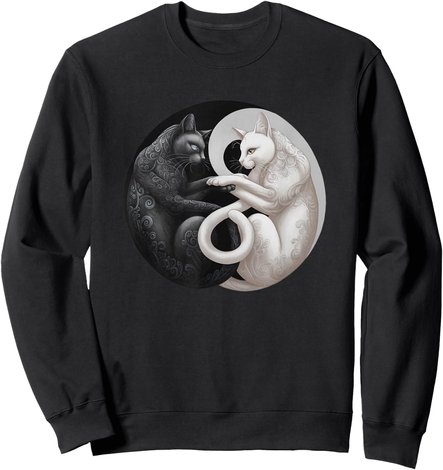 Cute Adorable Cats Yin Yang Sweatshirt - Sweatshirt | Black