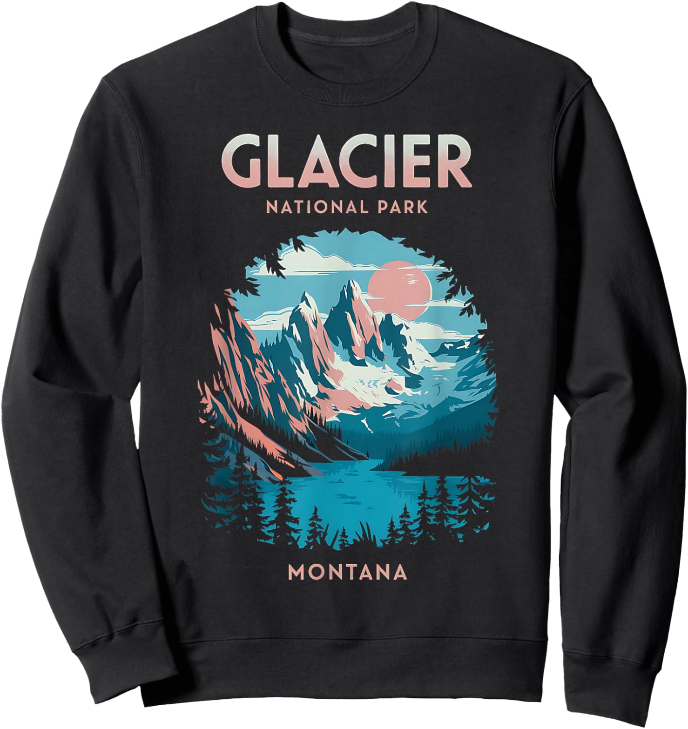 Scenic Outdoors Glacier National Park Montana Sweatshirt - Sweatshirt | Black