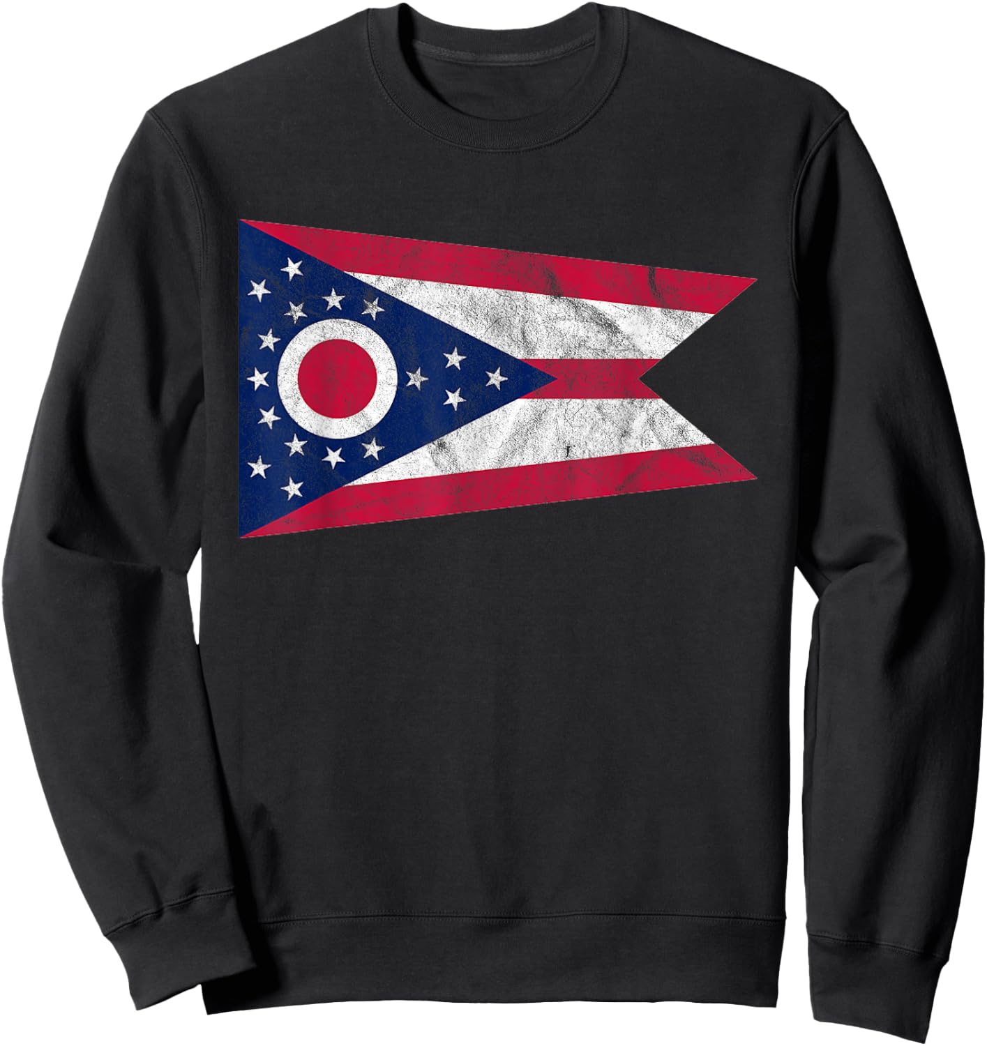 Distressed State of Ohio Flag Ohio Home Pride Sweatshirt - Sweatshirt | Black