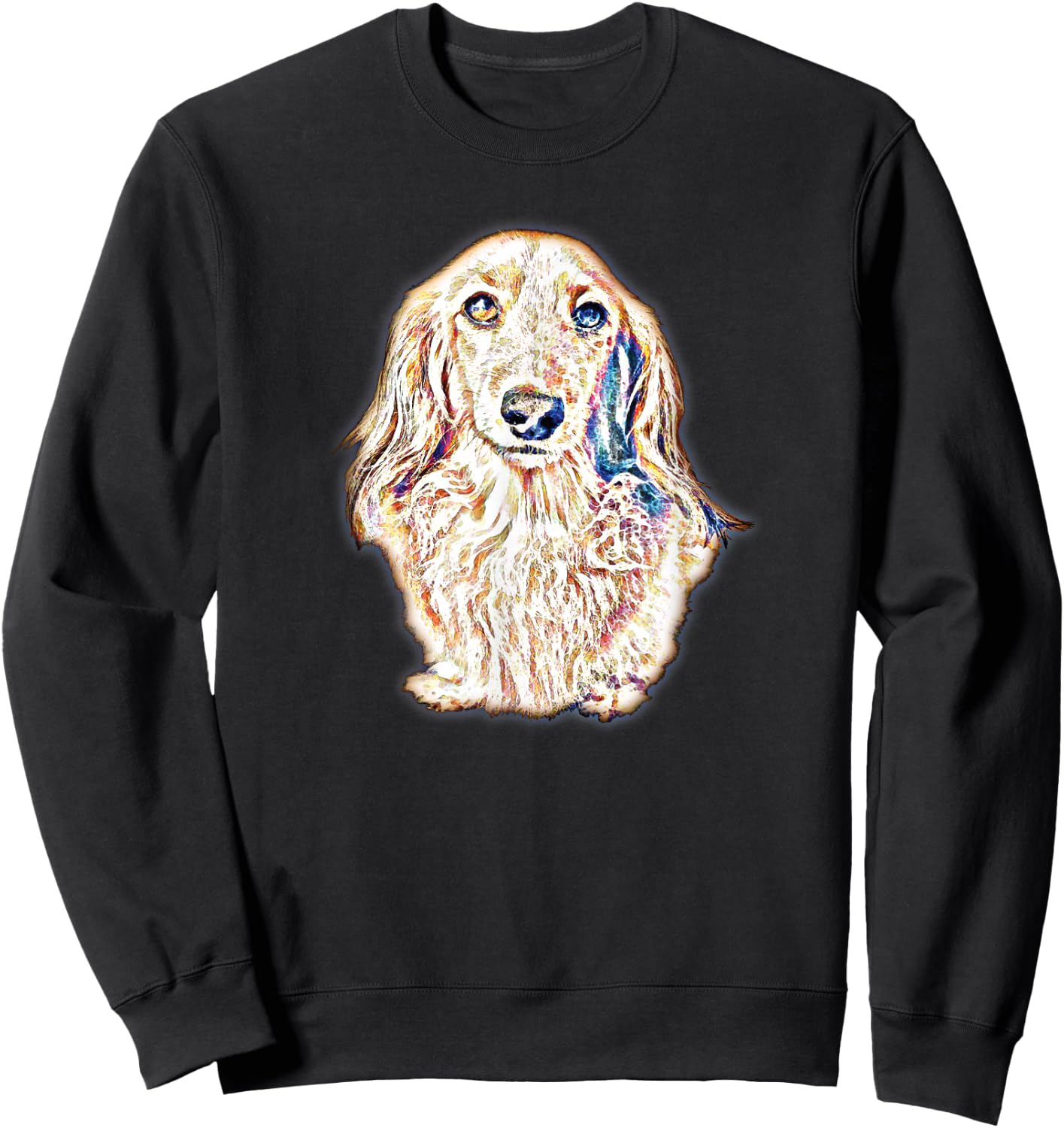 Long Hair Dachshund Gifts Cute Sausage Dog Women Men Sweatshirt - Sweatshirt | Black