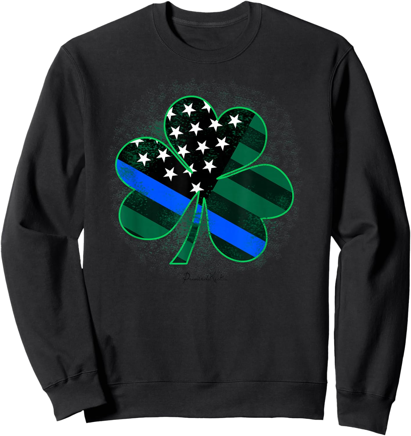 Thin Blue Line St Patricks Day Shirt Police Shamrock Sweatshirt - Sweatshirt | Black