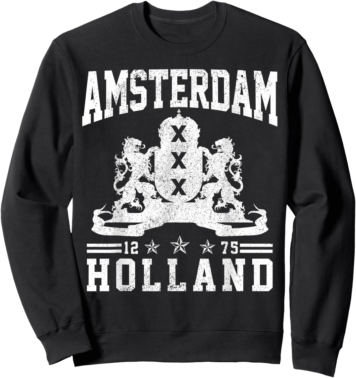 Amsterdam Crest Lion Holland Netherlands Souvenir Sweatshirt - Sweatshirt | Black