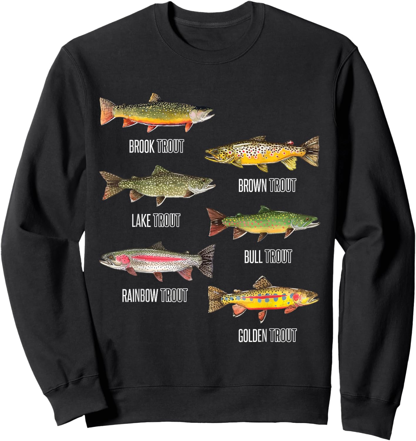 Types of Trout Fish Species Fishing Gift Sweatshirt - Sweatshirt | Black