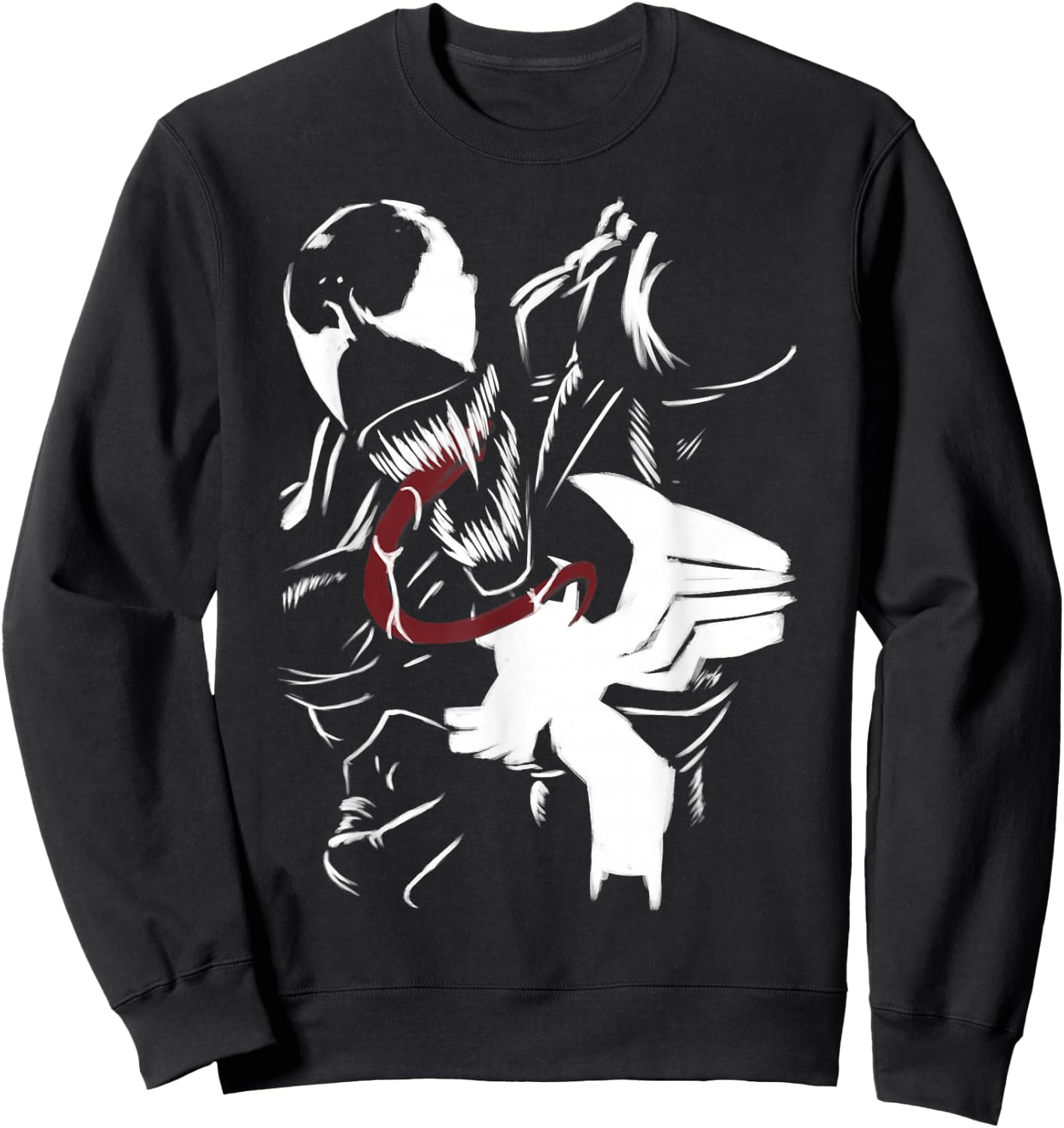 Marvel Venom Close Up Roar Paint Art Graphic Sweatshirt - Sweatshirt | Black