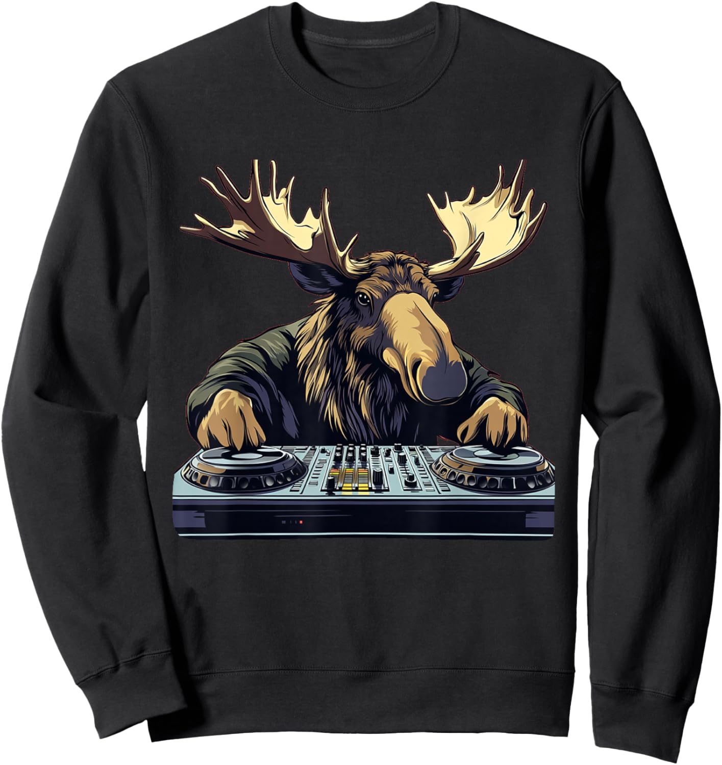 Cool Music Moose as DJ Costume for Boys and Girls Sweatshirt - Sweatshirt | Black