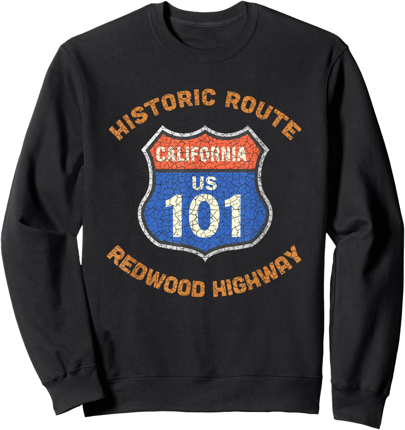 Souvenir Rustic Redwood Highway Route 101 Redwood Highway Sweatshirt - Sweatshirt | Black