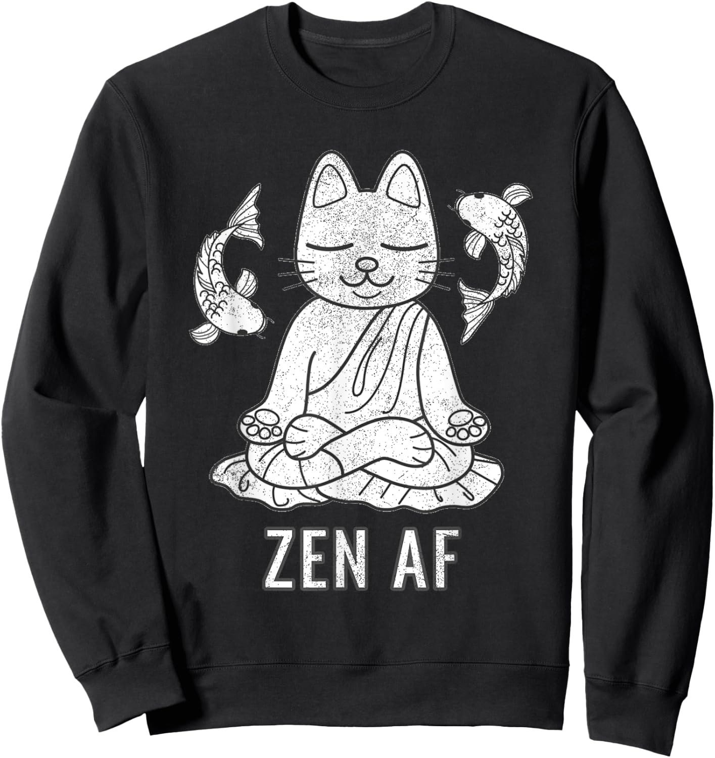 Zen AF Funny Meditating Cat Spiritual Yoga Gift Sweatshirt - Sweatshirt | Black