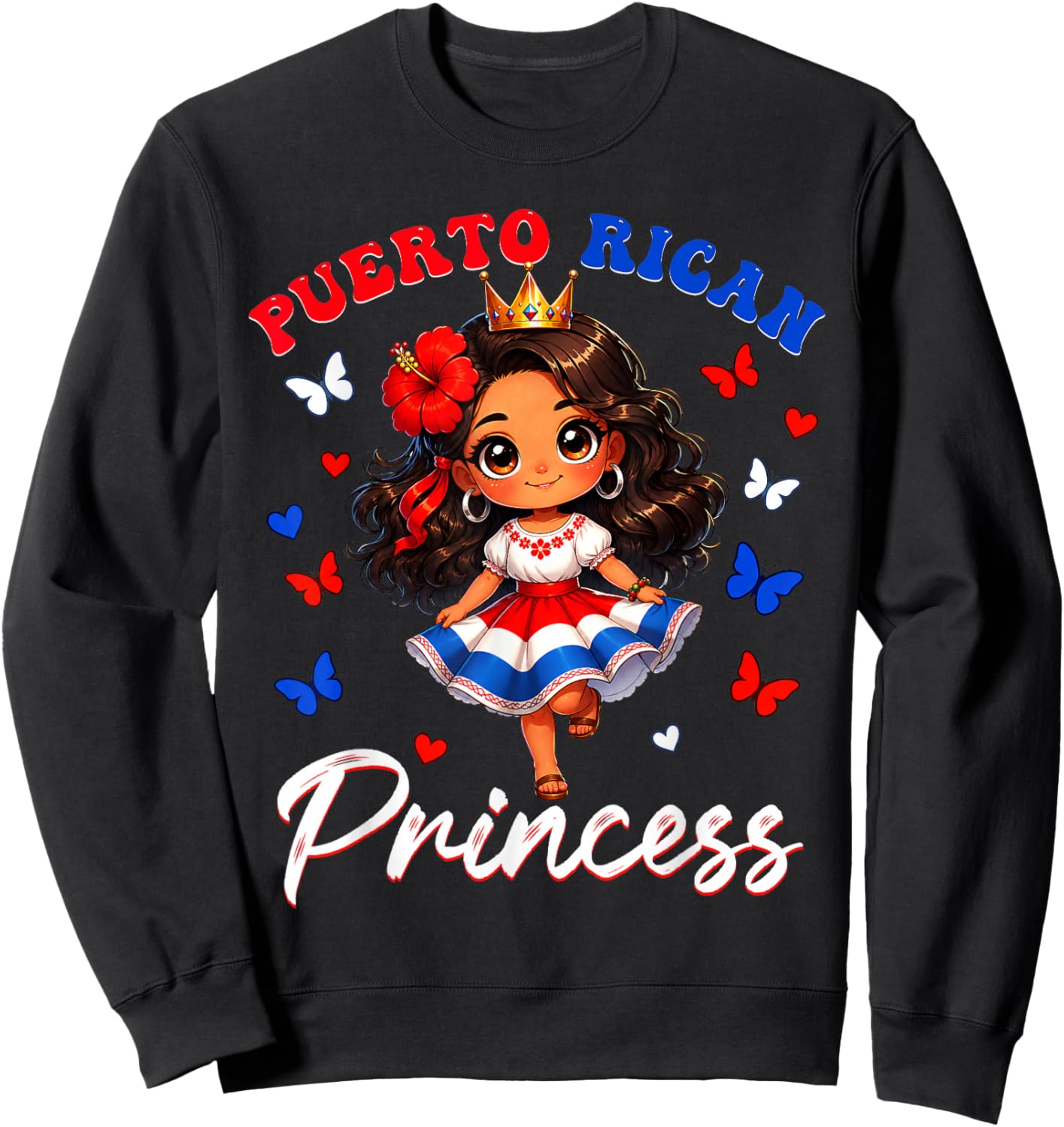Puerto Rican Princess Puerto Rico Hispanic Heritage Girls Sweatshirt - Sweatshirt | Black