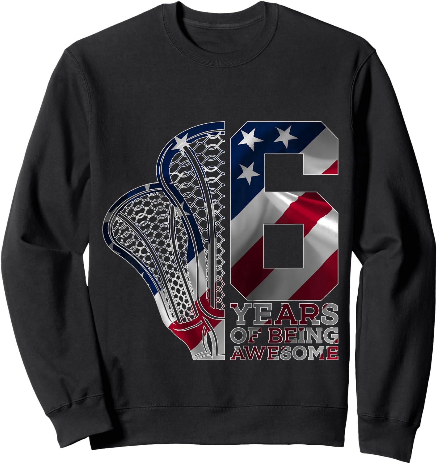 Kids 6 YEARS OF BEING AWESOME LACROSSE 6TH BIRTHDAY Sweatshirt - Sweatshirt | Black