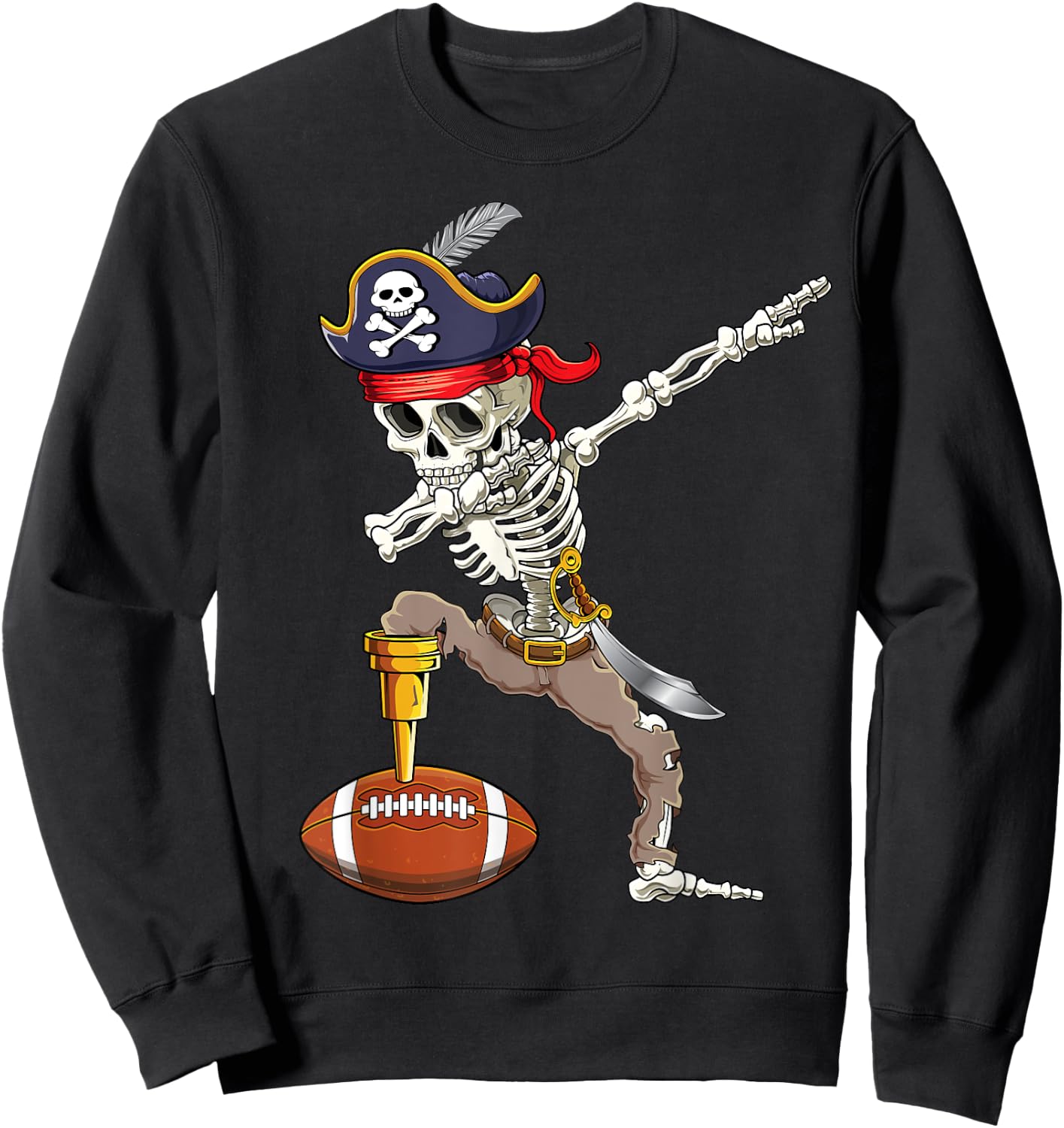 Dab Skeleton Shirt Dabbing Skeleton Pirate Football Shirt Sweatshirt - Sweatshirt | Black
