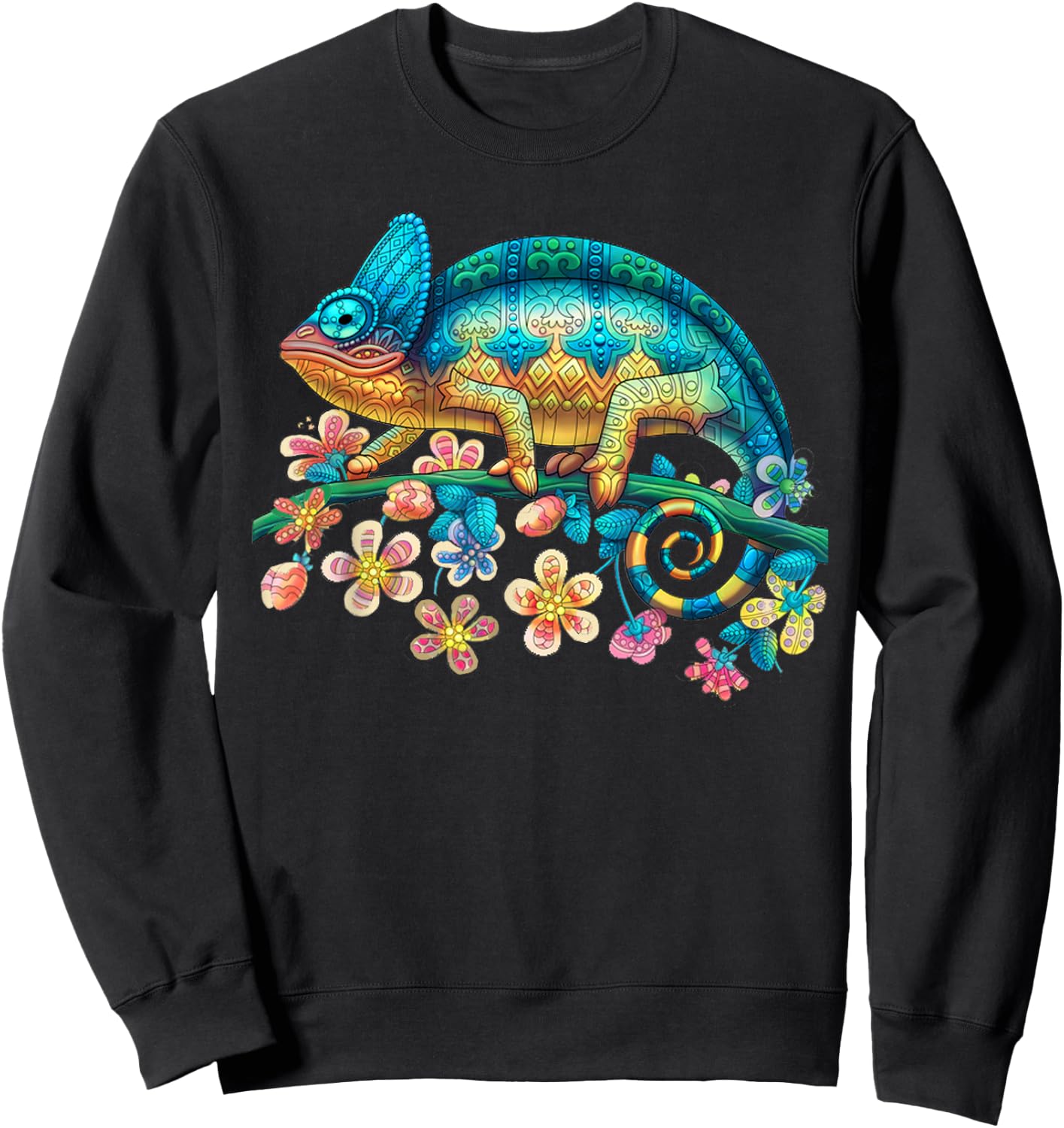 Colorful Chameleon Lizard T Shirt Gift Men Sweatshirt - Sweatshirt | Black