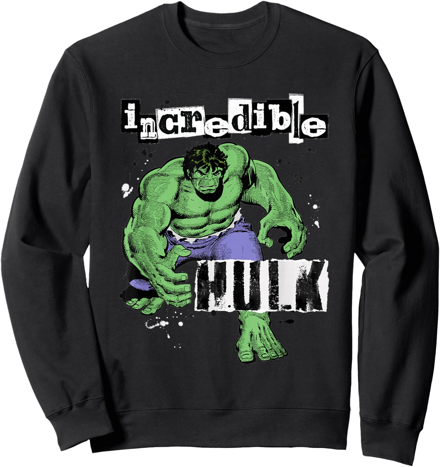 Marvel Super Heroes Incredible Hulk Retro Vintage Comic Sweatshirt - Sweatshirt | Black