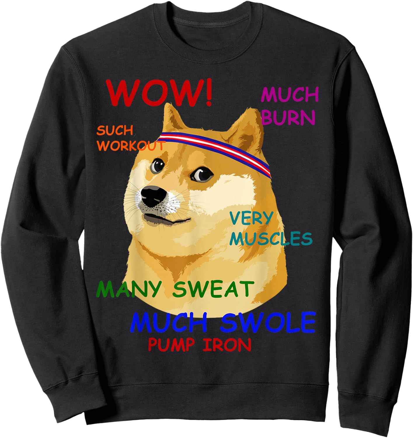 Very Fitness Doge Wow! Sweatshirt - Sweatshirt | Black