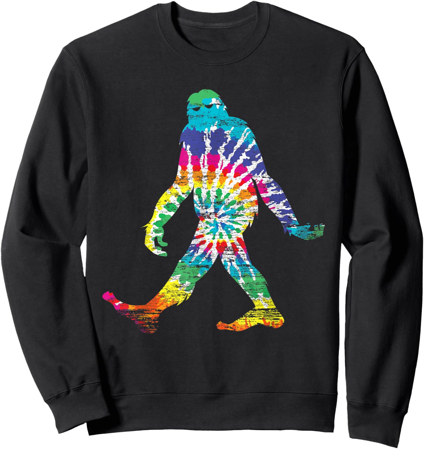 Fun Hippie Bigfoot Rainbow Tie Dye Sasquatch Sweatshirt - Sweatshirt | Black