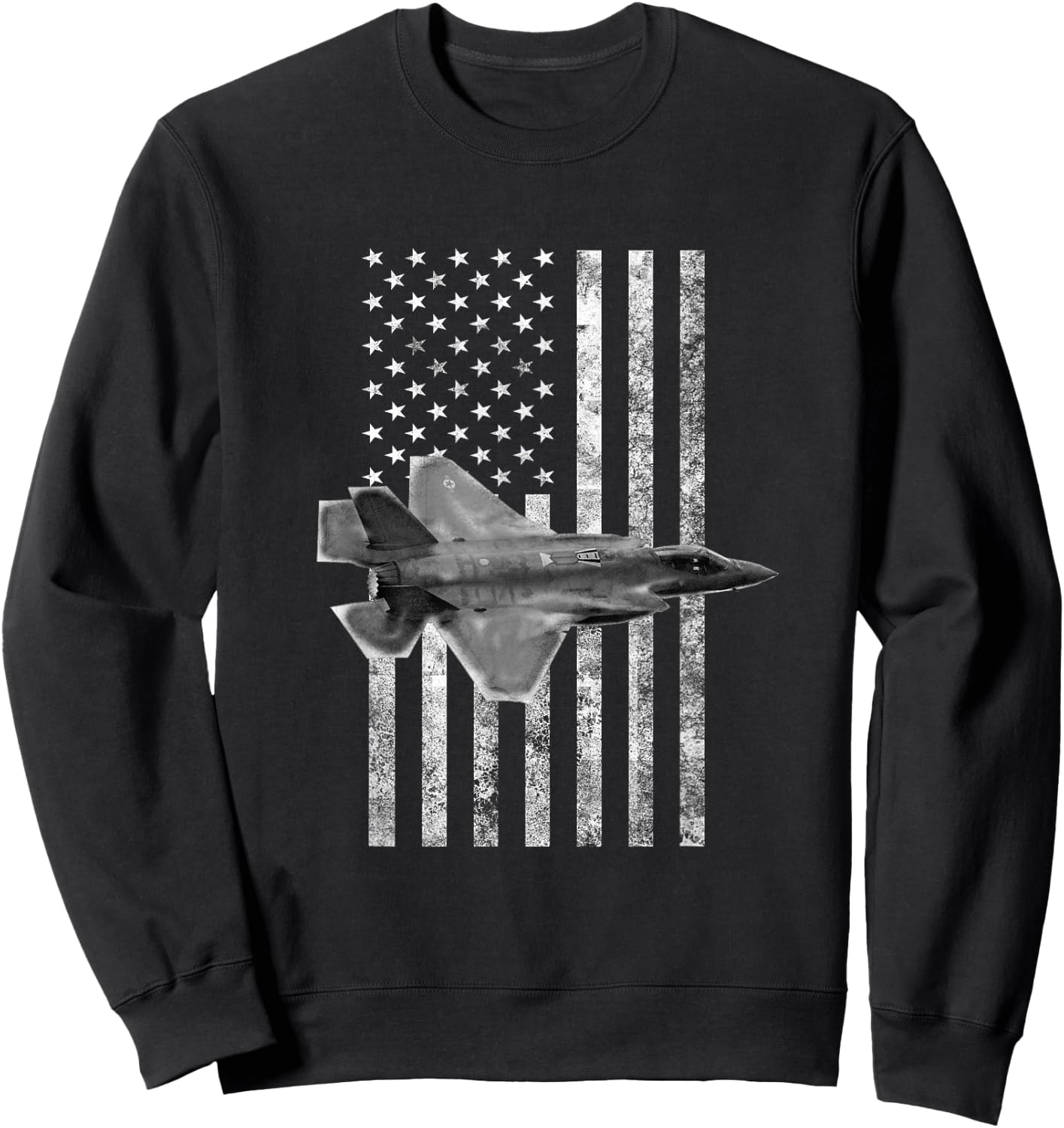 F-35 Lightning II American USA Flag - Military Sweatshirt - Sweatshirt | Black