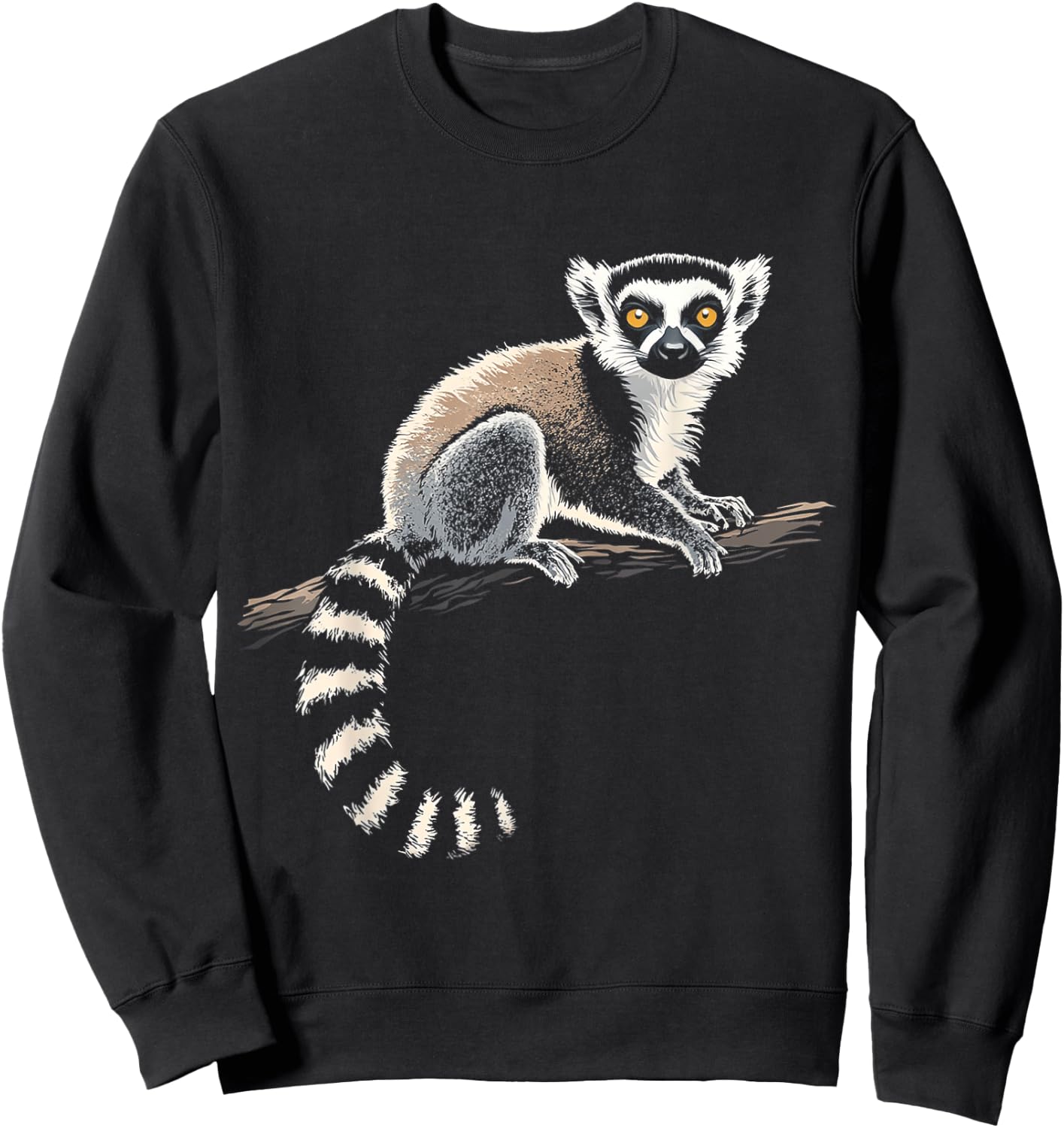 Ring Tailed Lemur Animal Motif Art Ring Tailed Lemur Sweatshirt - Sweatshirt | Black