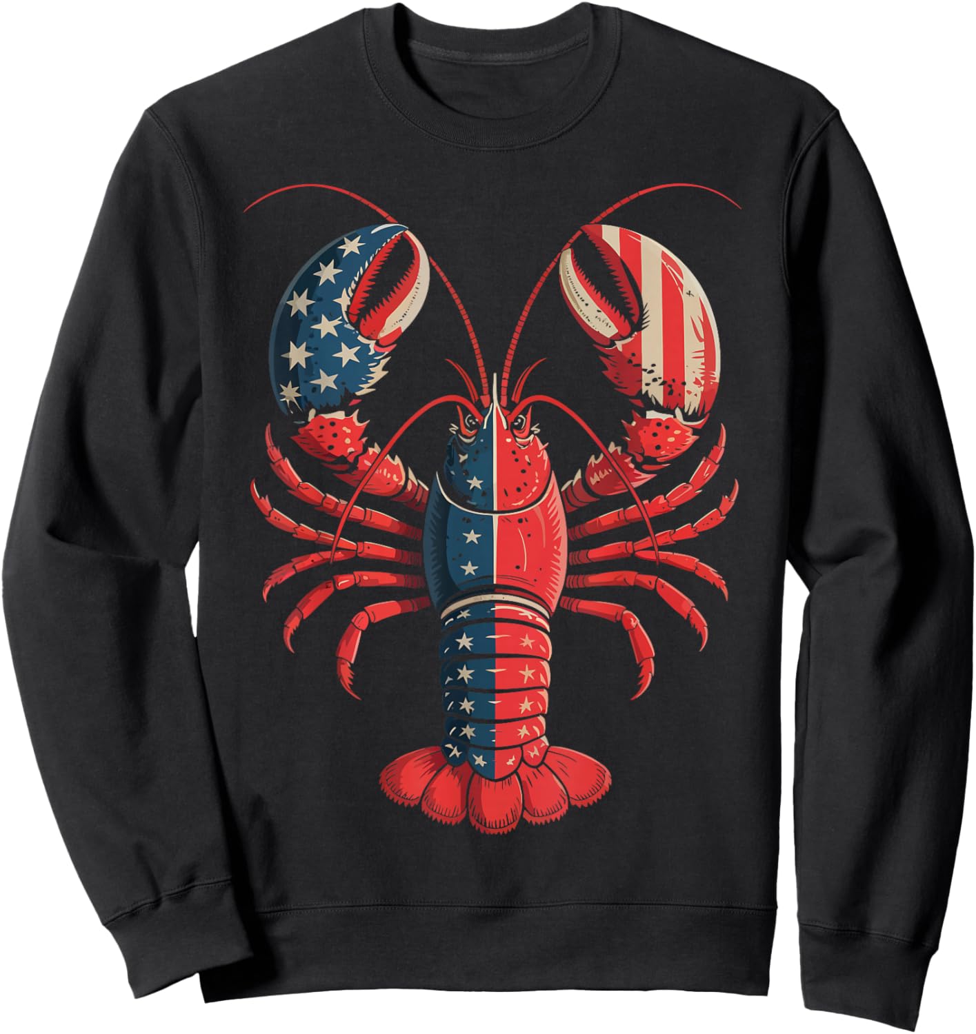 American Flag Lobster Patriotic Crawfish Season 4th of July Sweatshirt - Sweatshirt | Black