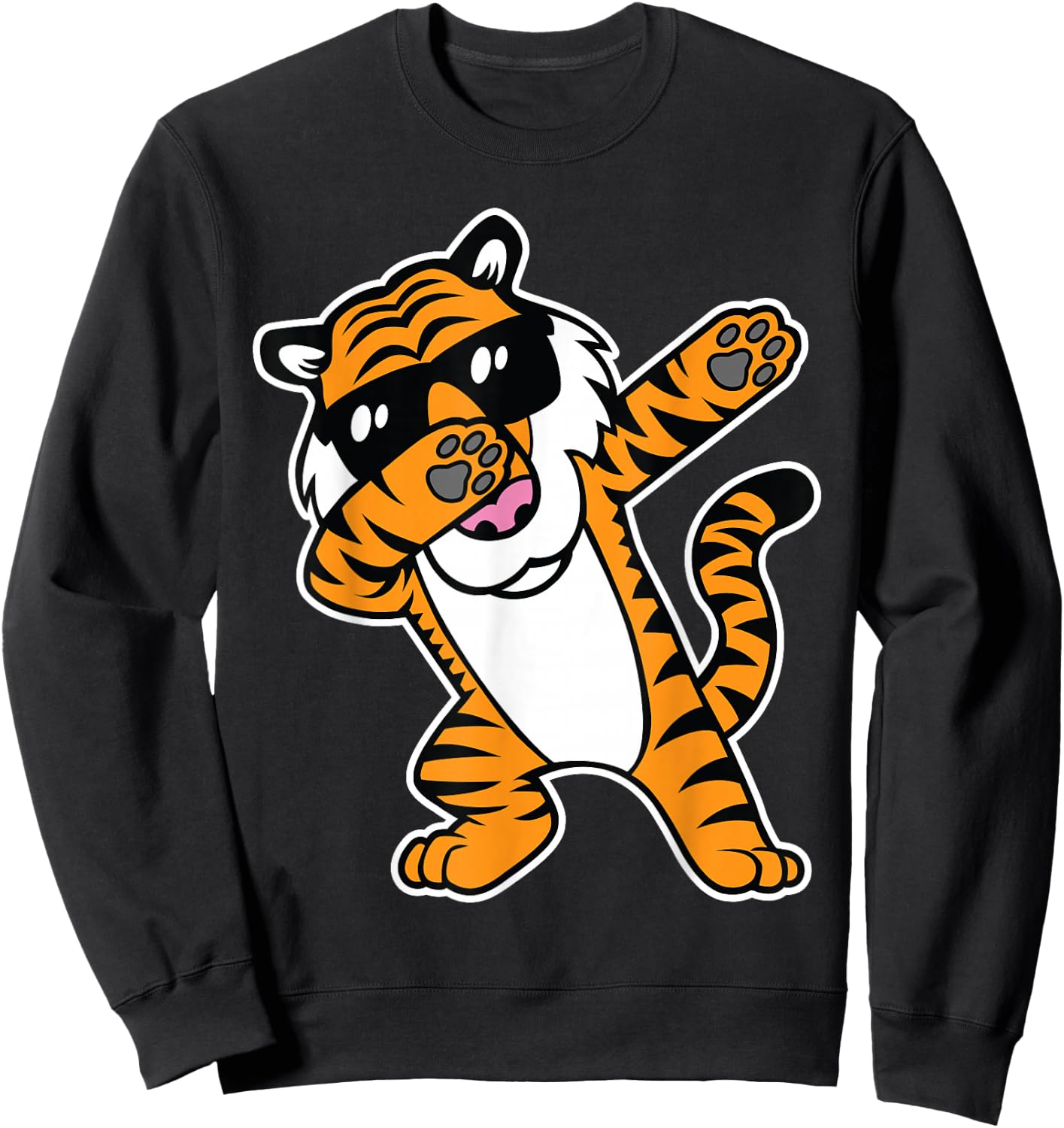Dabbing Tiger Funny Cool Dancing Big Cat Dab Shirt Sweatshirt - Sweatshirt | Black