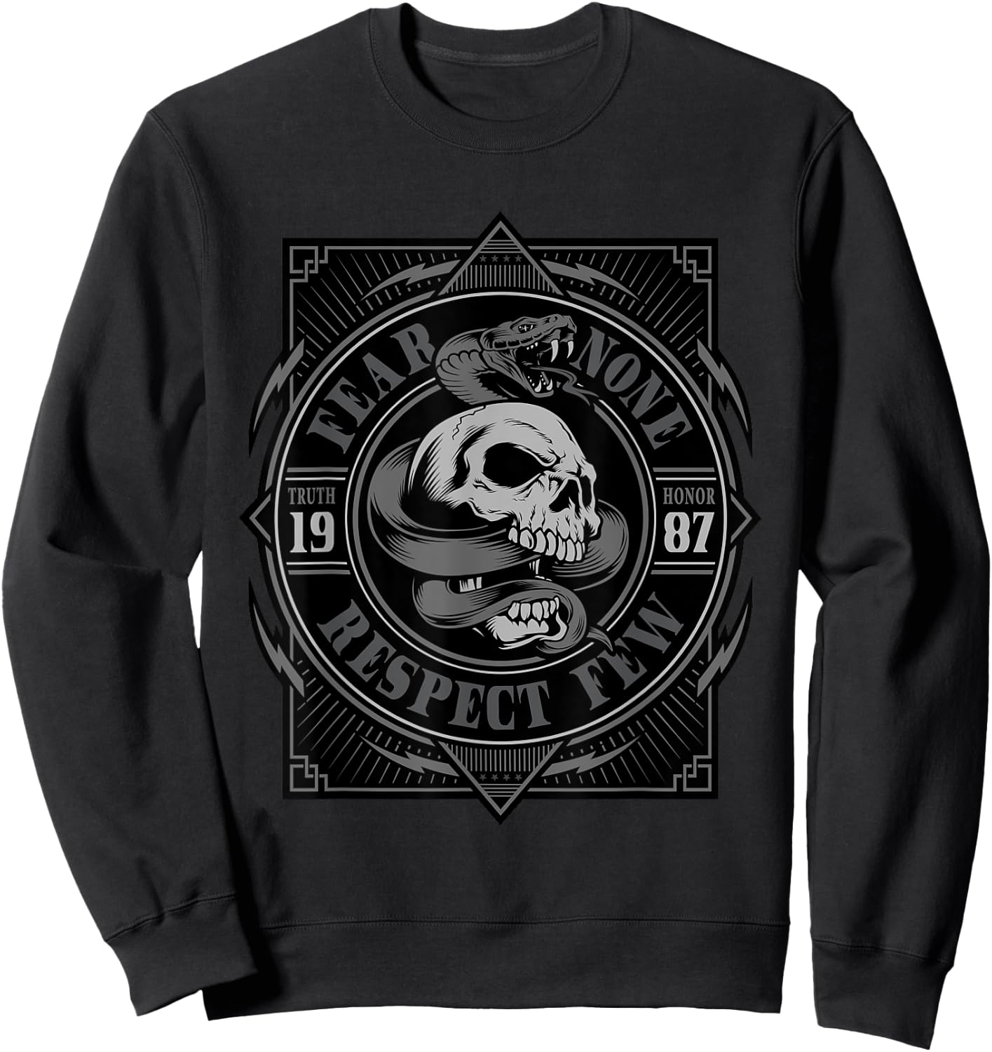 Biker Shirt, , Skull, fear none, respect few, men Sweatshirt - Sweatshirt | Black