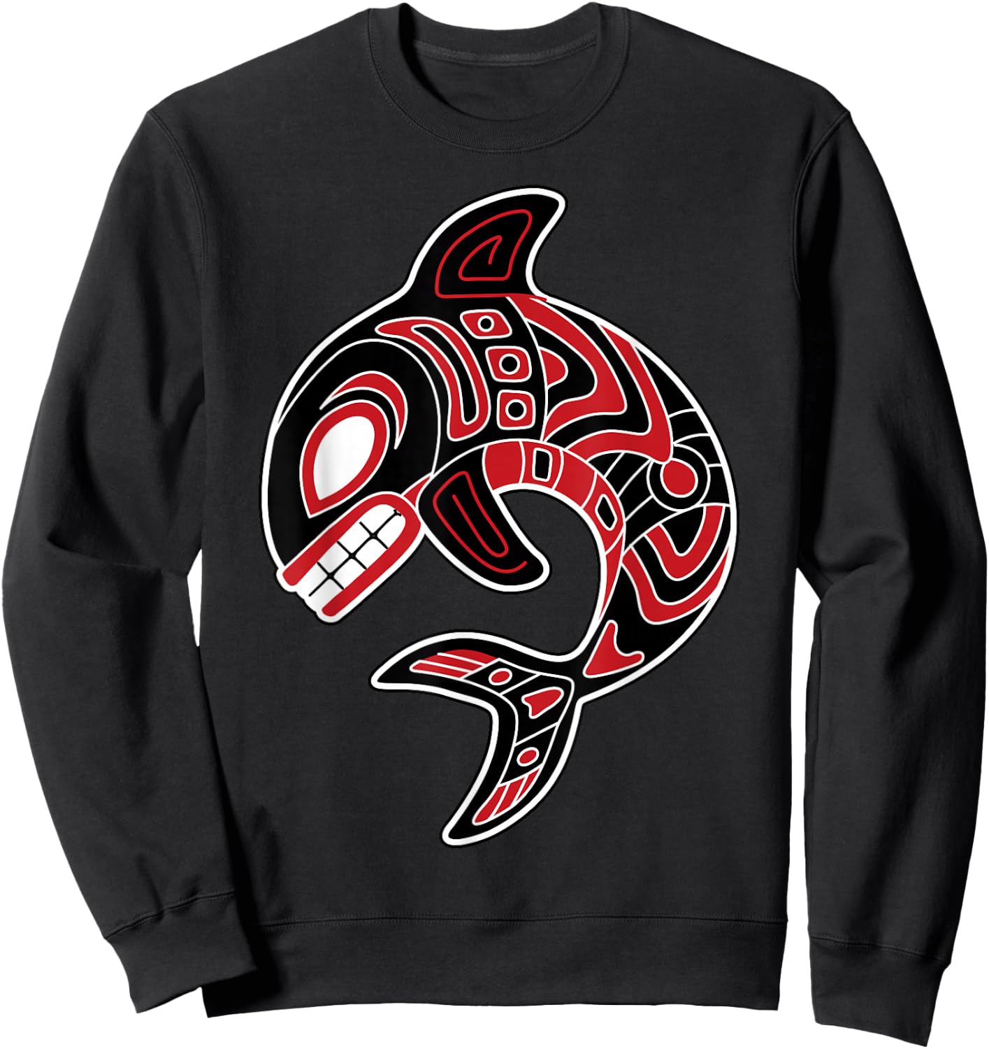 Orca Northwest American Indian Totem Killer Whale Sweatshirt - Sweatshirt | Black