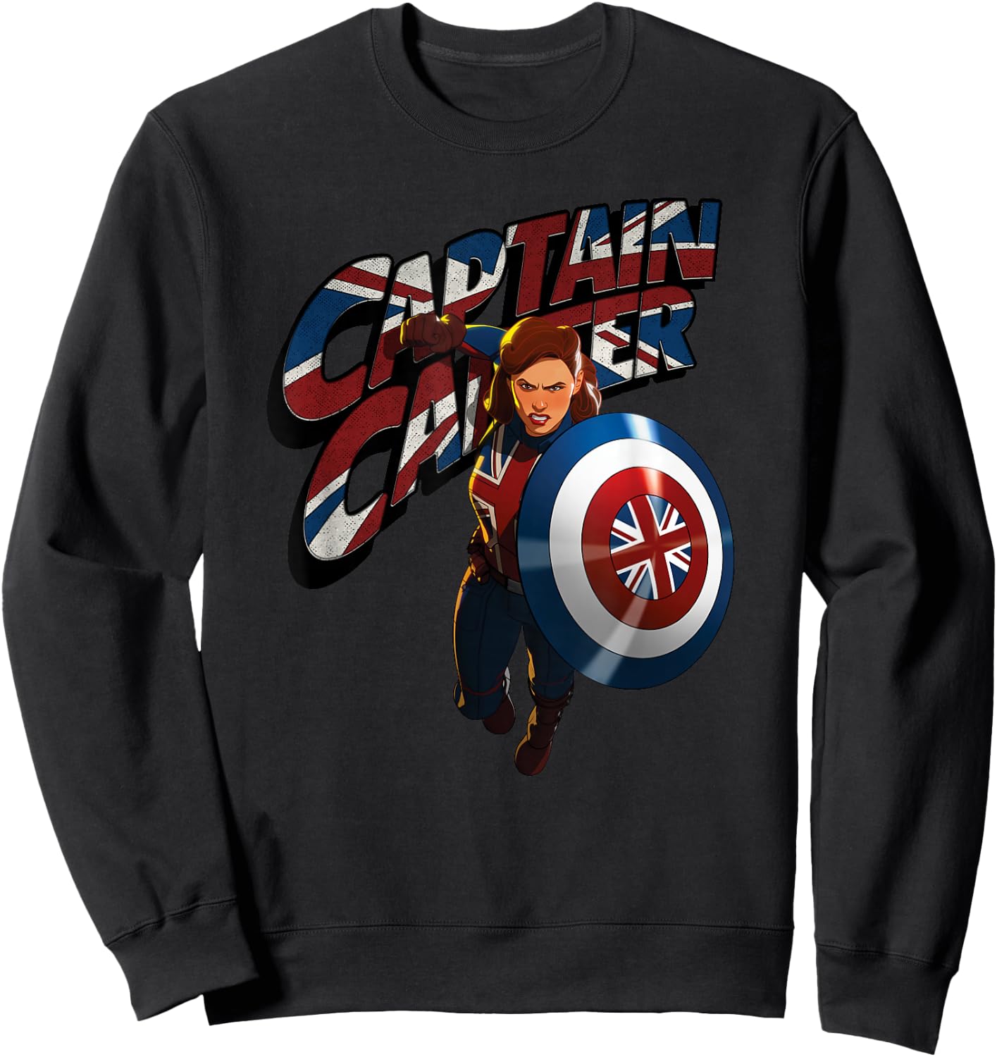 Marvel What IF...? Captain Carter Union Jack Sweatshirt - Sweatshirt | Black