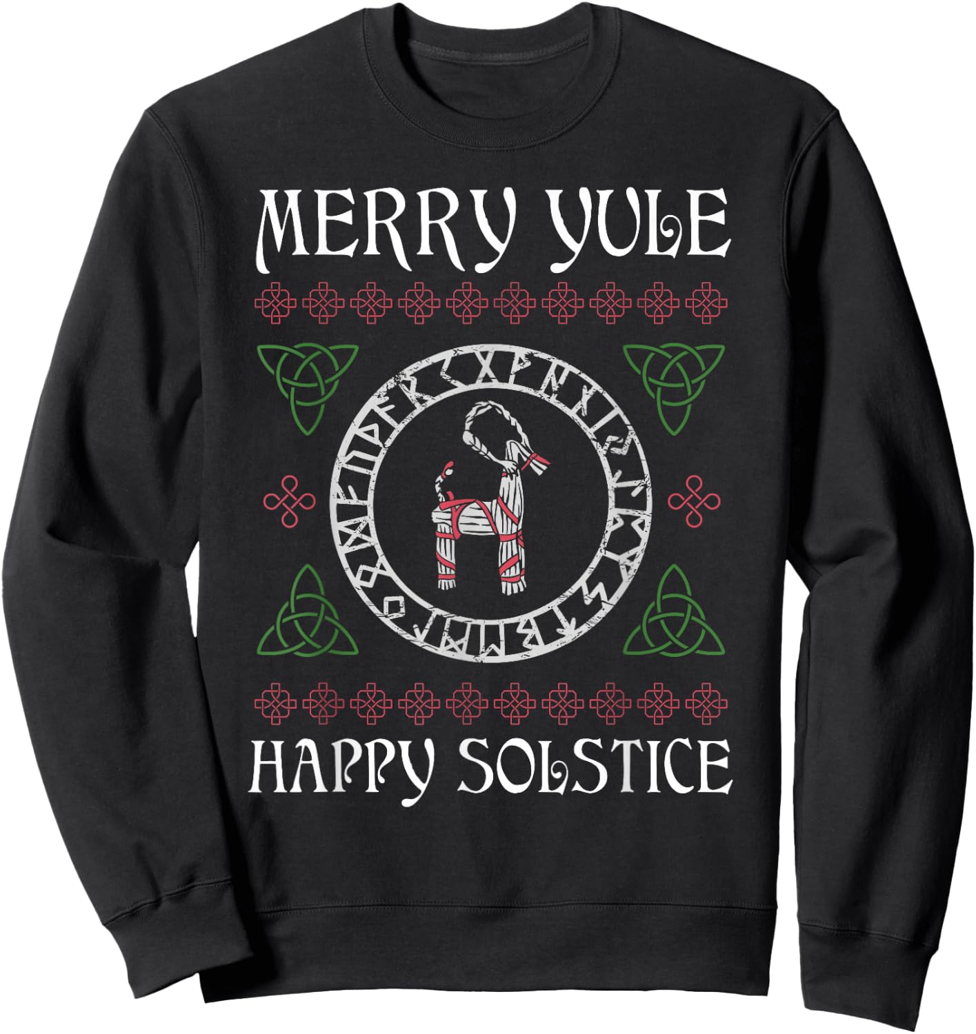 Merry Yule Goat Wiccan Christmas Winter Holiday Yuletide Sweatshirt - Sweatshirt | Black