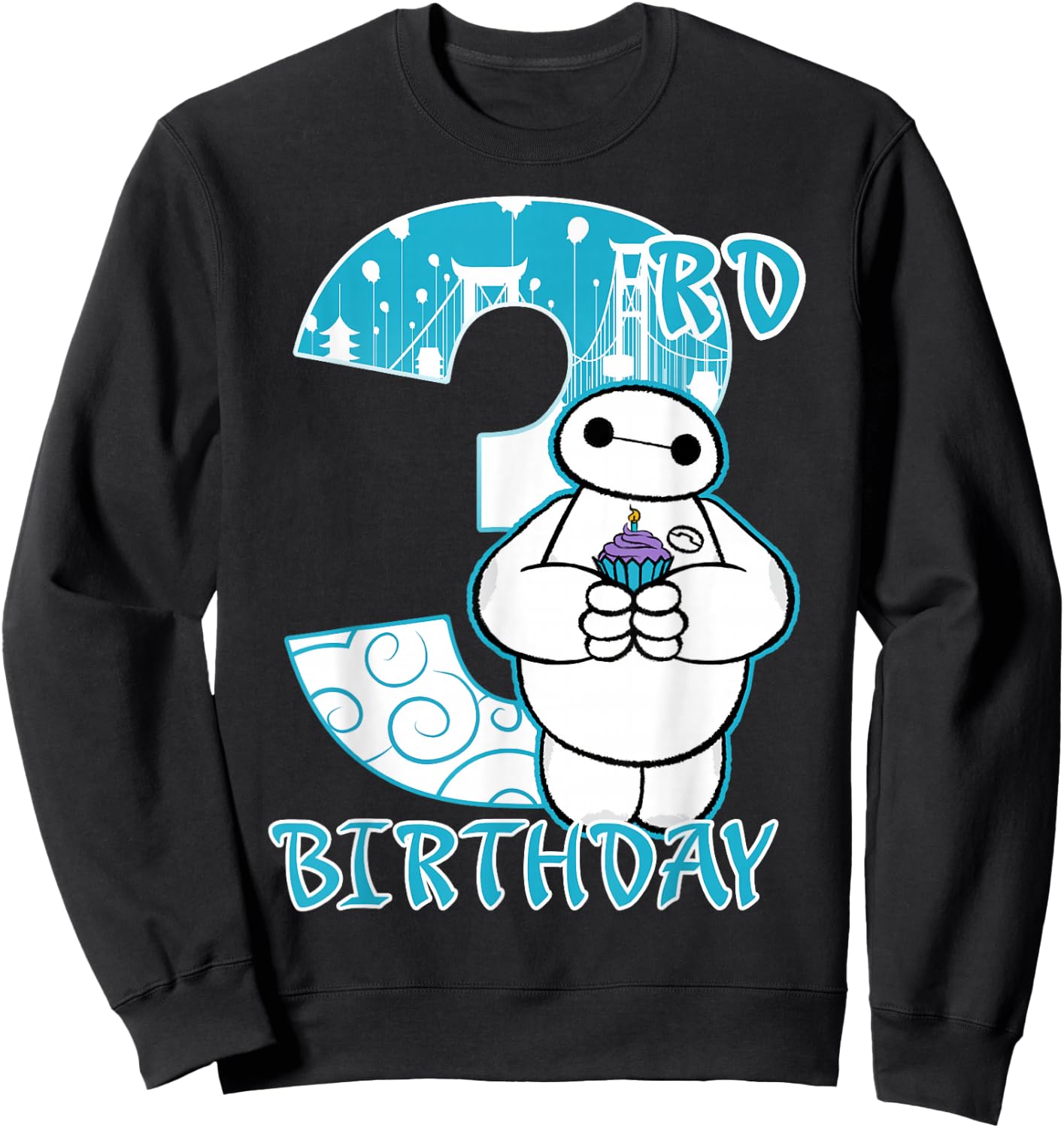 Disney Big Hero 6 Baymax 3rd Birthday Cupcake Portrait Sweatshirt - Sweatshirt | Black