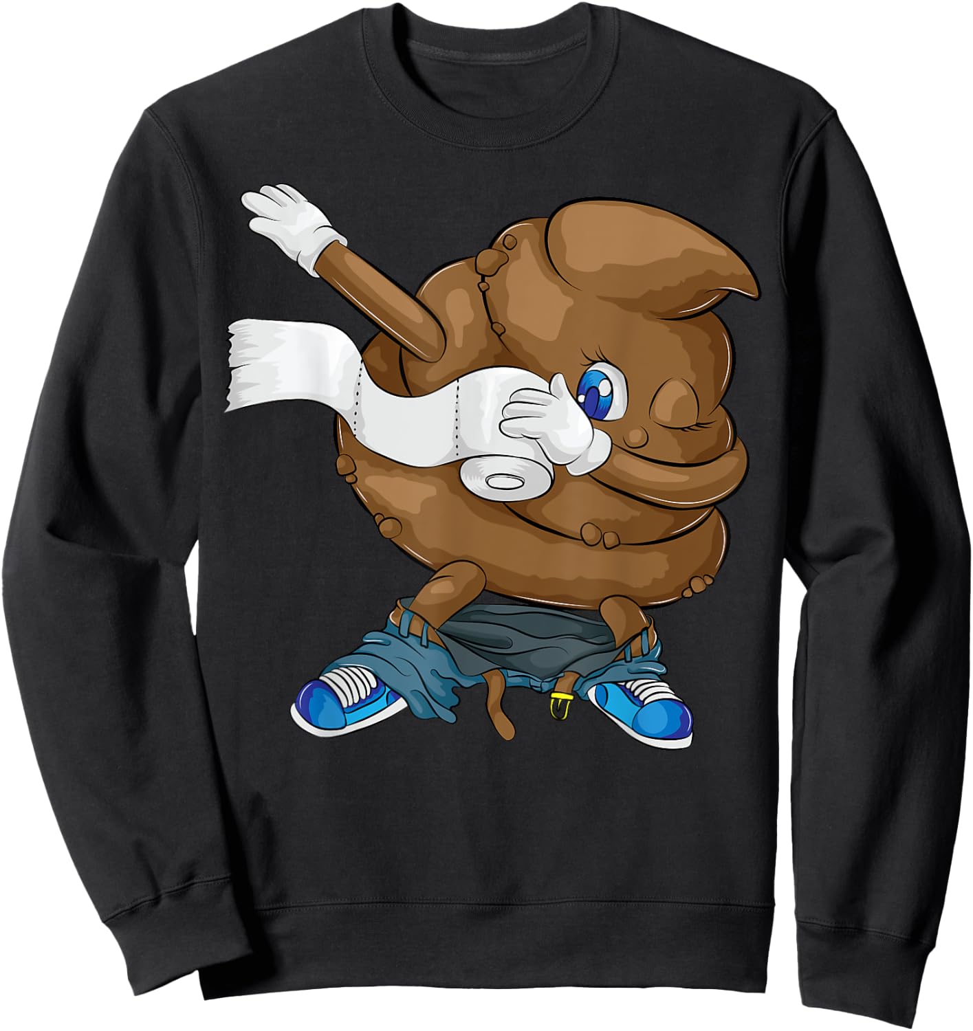 Dabbing Poop | Cool Friendly Funny Pooping Gift Sweatshirt - Sweatshirt | Black