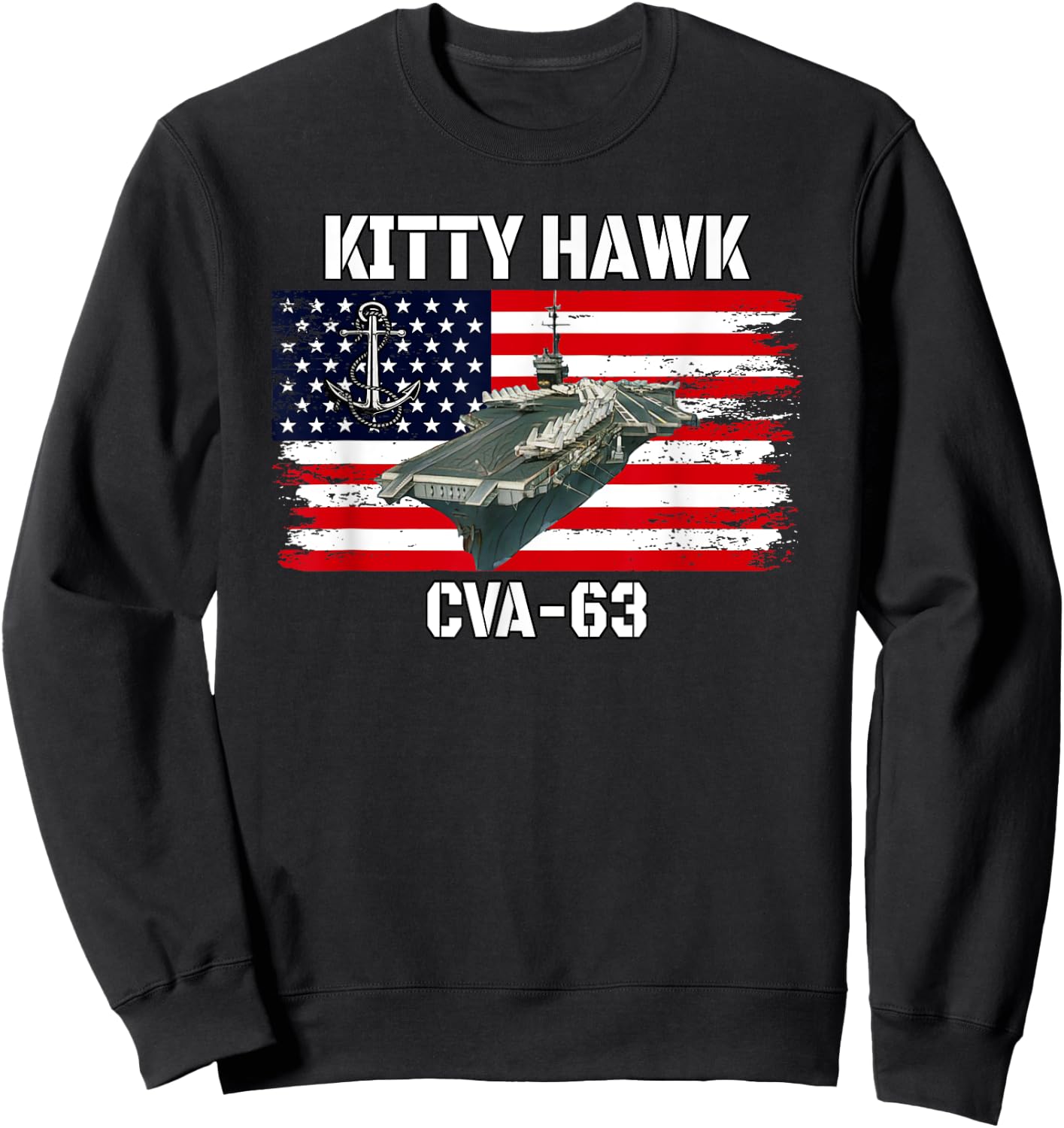 USS Kitty Hawk CVA-63 Aircraft Carrier Veterans Day Father Sweatshirt - Sweatshirt | Black