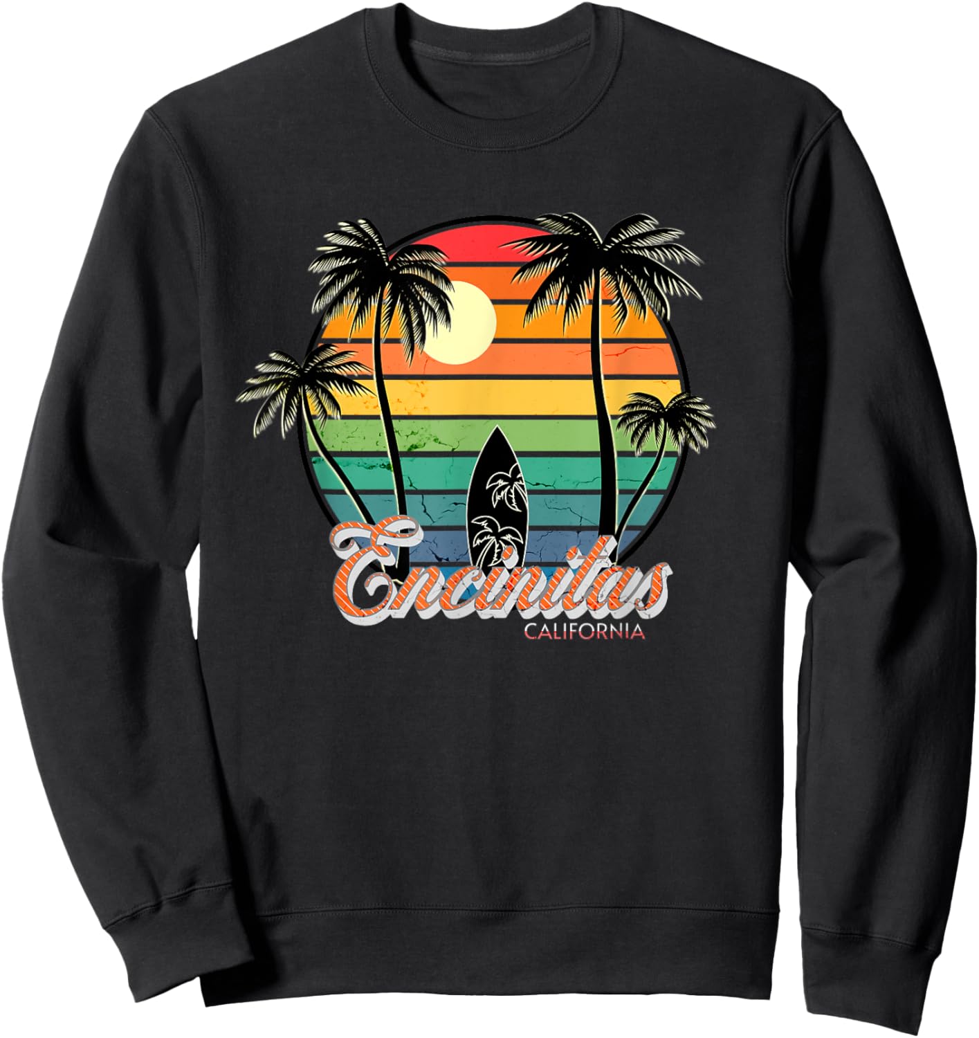 Encinitas Surf - Chill Beach Life print Sweatshirt - Sweatshirt | Black