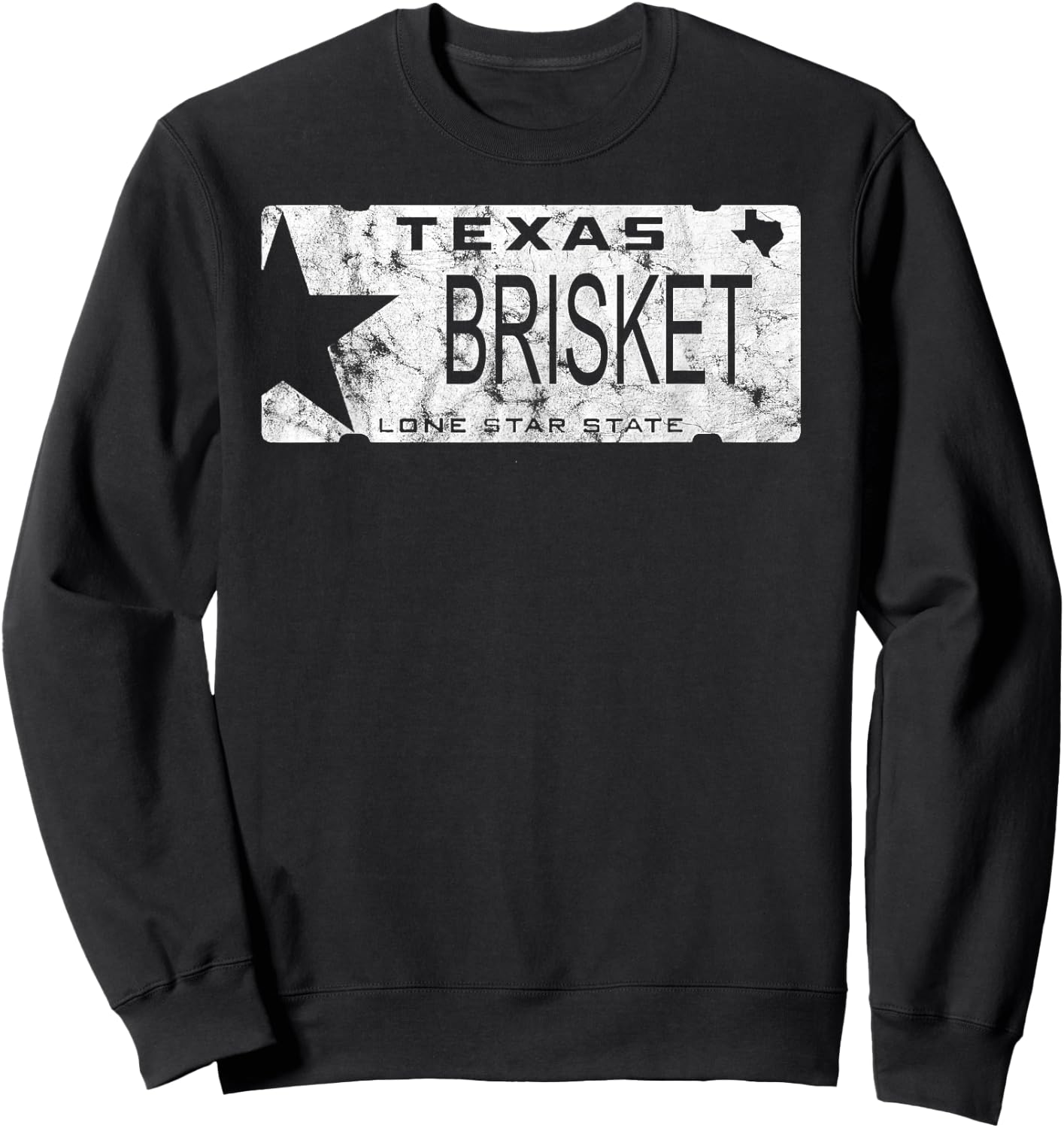 State Of Texas Brisket License Plate BBQ Pitmaster Sweatshirt - Sweatshirt | Black