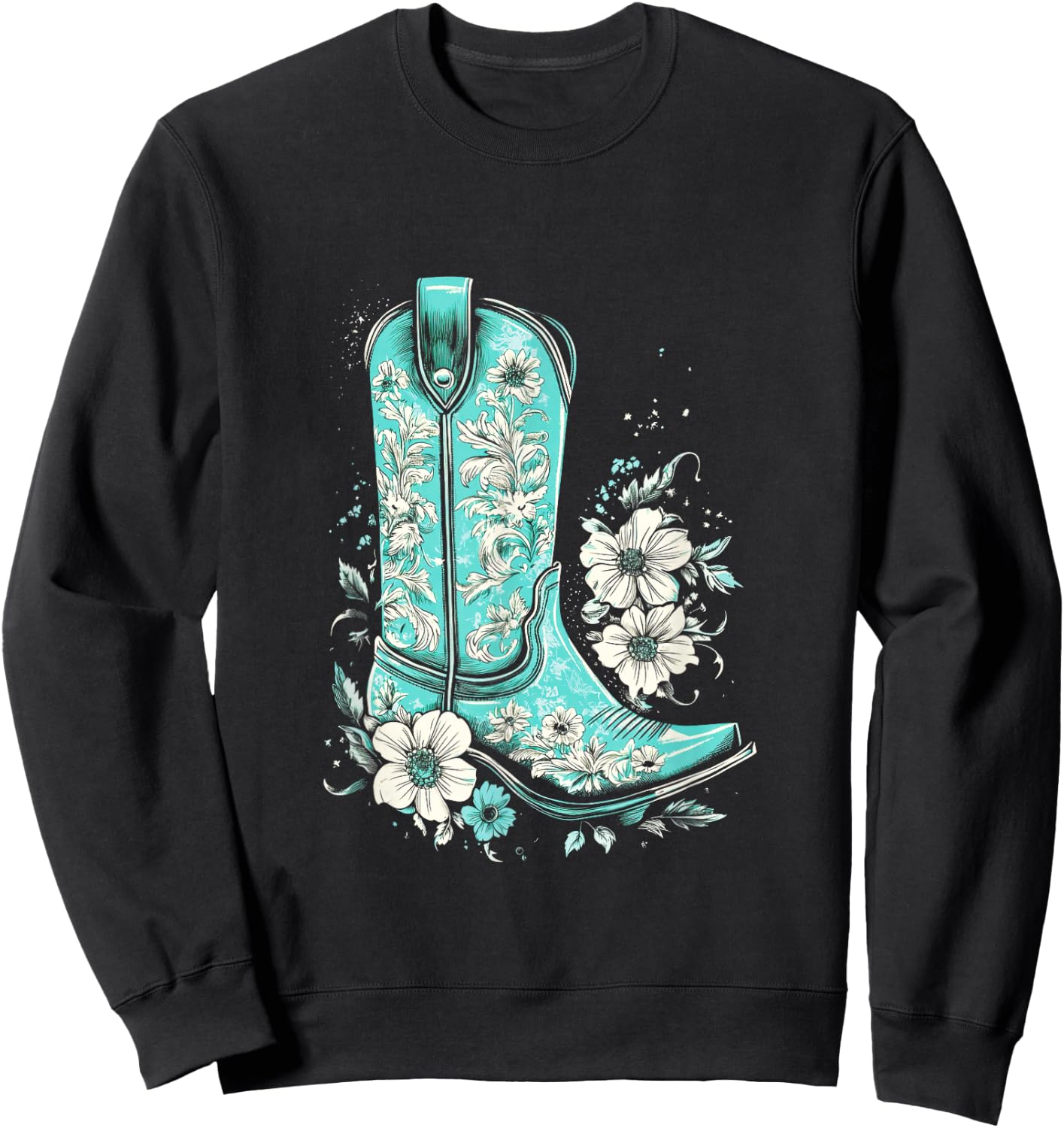 Western Turquoise Teal Cowgirl Country Boho Sweatshirt - Sweatshirt | Black